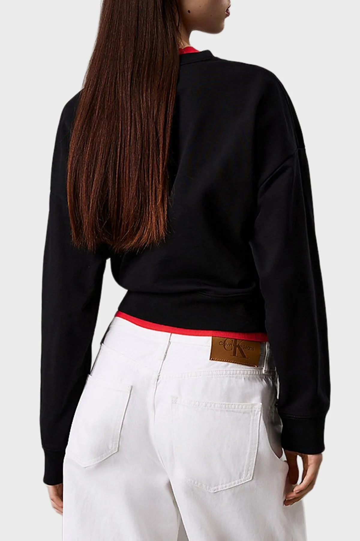 Calvin Klein Pamuklu Relaxed Fit Bisiklet Yaka Kısa LV047B234GUB1 Bayan Sweat LV047B234G UB1 SİYAH - 3