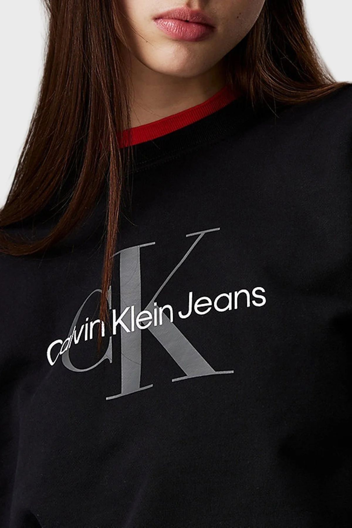 Calvin Klein Pamuklu Relaxed Fit Bisiklet Yaka Kısa LV047B234GUB1 Bayan Sweat LV047B234G UB1 SİYAH - 4