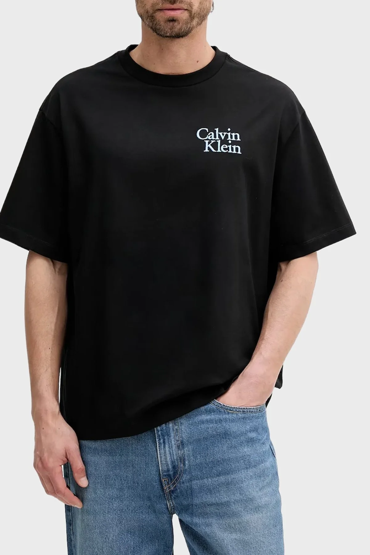 Calvin Klein Pamuklu Relaxed Fit Bisiklet Yaka Logolu Erkek T Shirt LV04RC808G UB1 SİYAH - 1