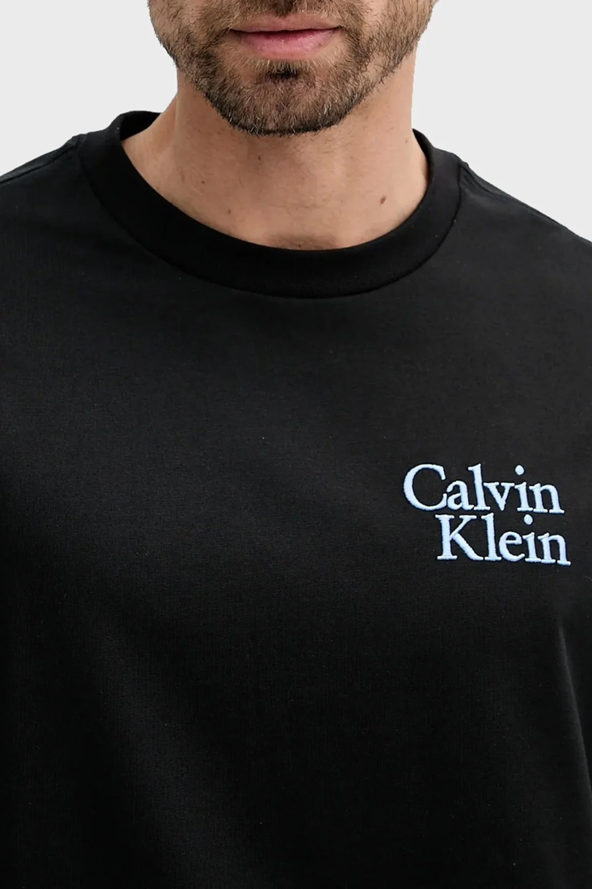 Calvin Klein Pamuklu Relaxed Fit Bisiklet Yaka Logolu Erkek T Shirt LV04RC808G UB1 SİYAH - 4