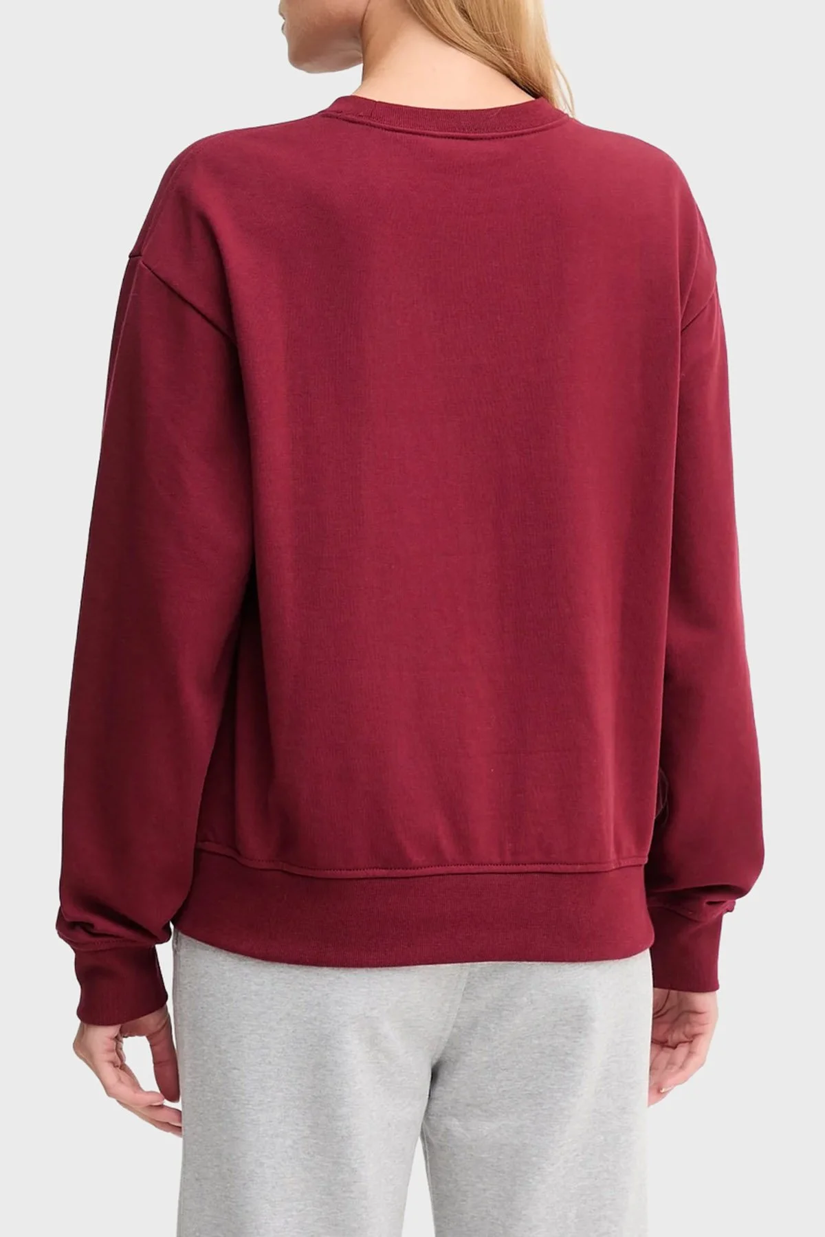 Calvin Klein Pamuklu Relaxed Fit Bisiklet Yaka Logolu LV047B234GWCV Bayan Sweat LV047B234G WCV BORDO - 3