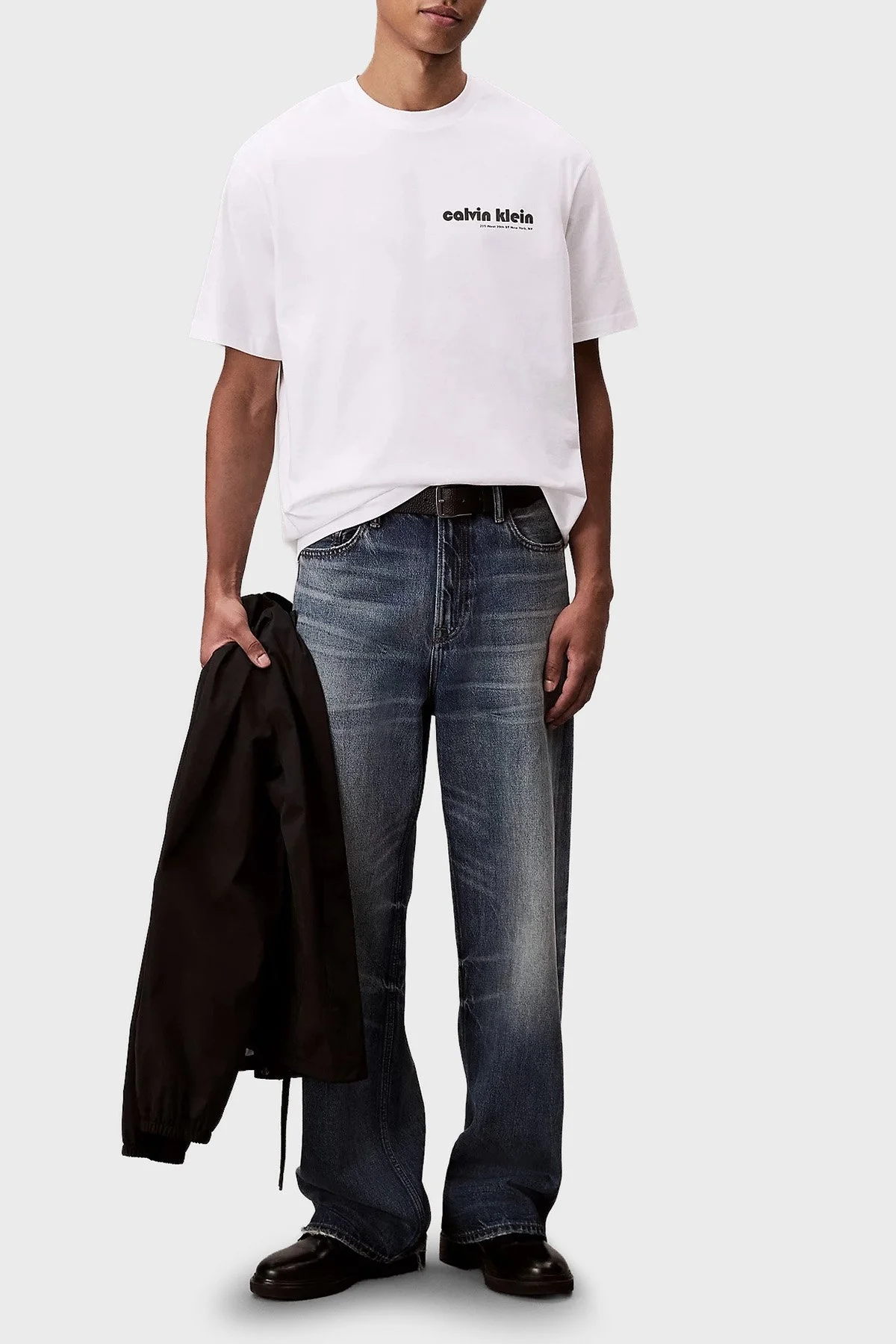 Calvin Klein Pamuklu Relaxed Fit Bisiklet Yaka Logolu LV04RC829GYAA Erkek T Shirt LV04RC829G YAA BEYAZ - 2