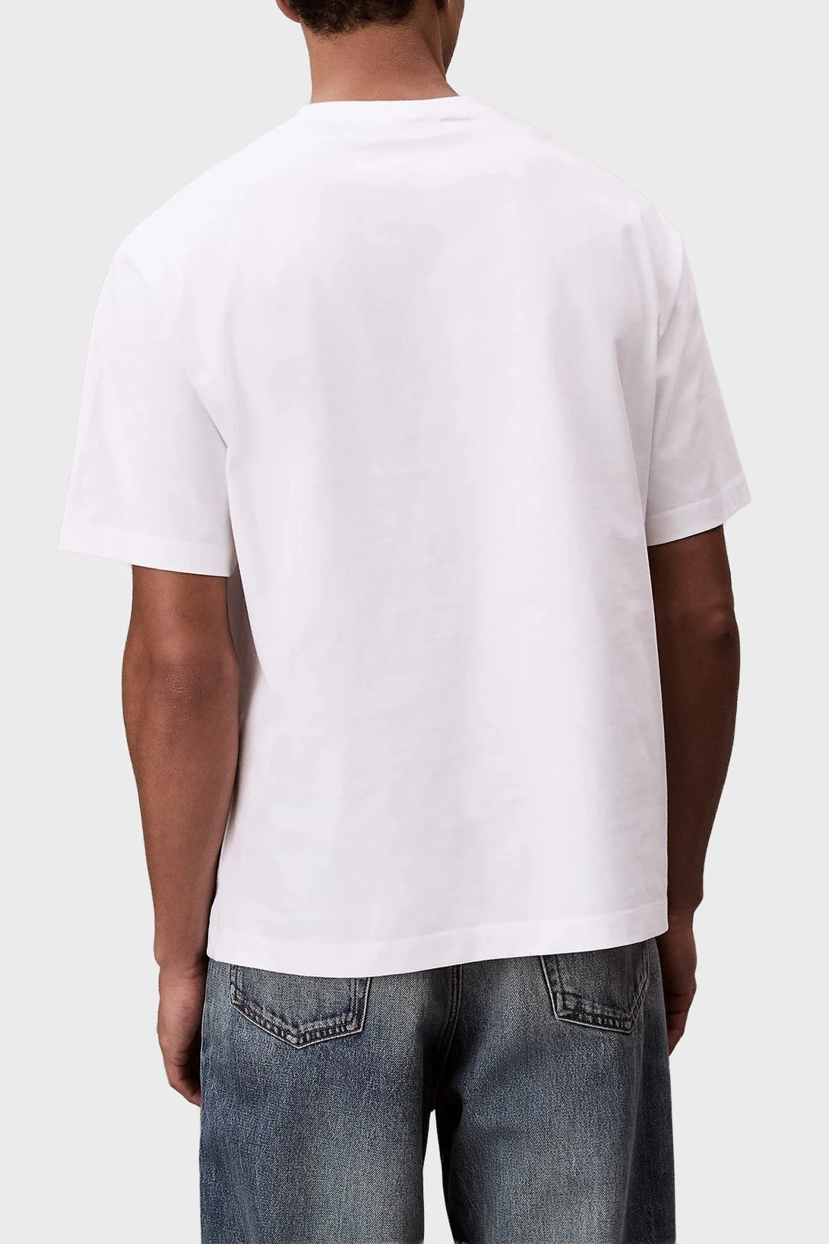 Calvin Klein Pamuklu Relaxed Fit Bisiklet Yaka Logolu LV04RC829GYAA Erkek T Shirt LV04RC829G YAA BEYAZ - 3