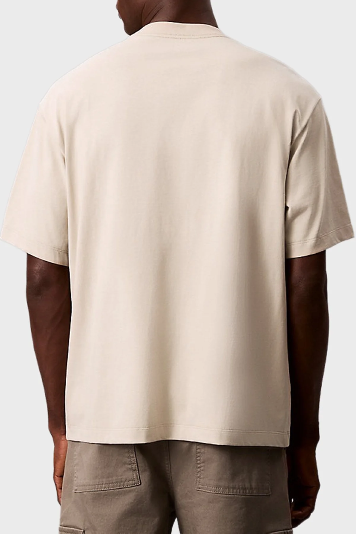 Calvin Klein Pamuklu Relaxed Fit Bisiklet Yaka Logolu LV04RC851G2F2 Erkek T Shirt LV04RC851G 2F2 BEJ - 3