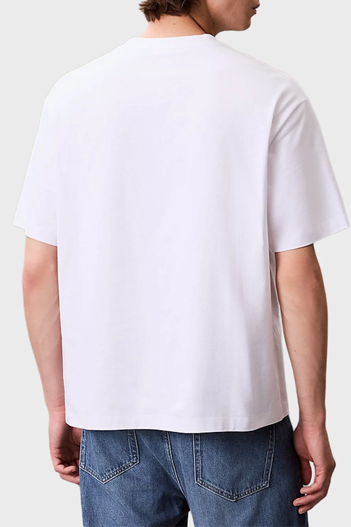 Calvin Klein Pamuklu Relaxed Fit Bisiklet Yaka Logolu LV04RC851GYAA Erkek T Shirt LV04RC851G YAA BEYAZ - 3
