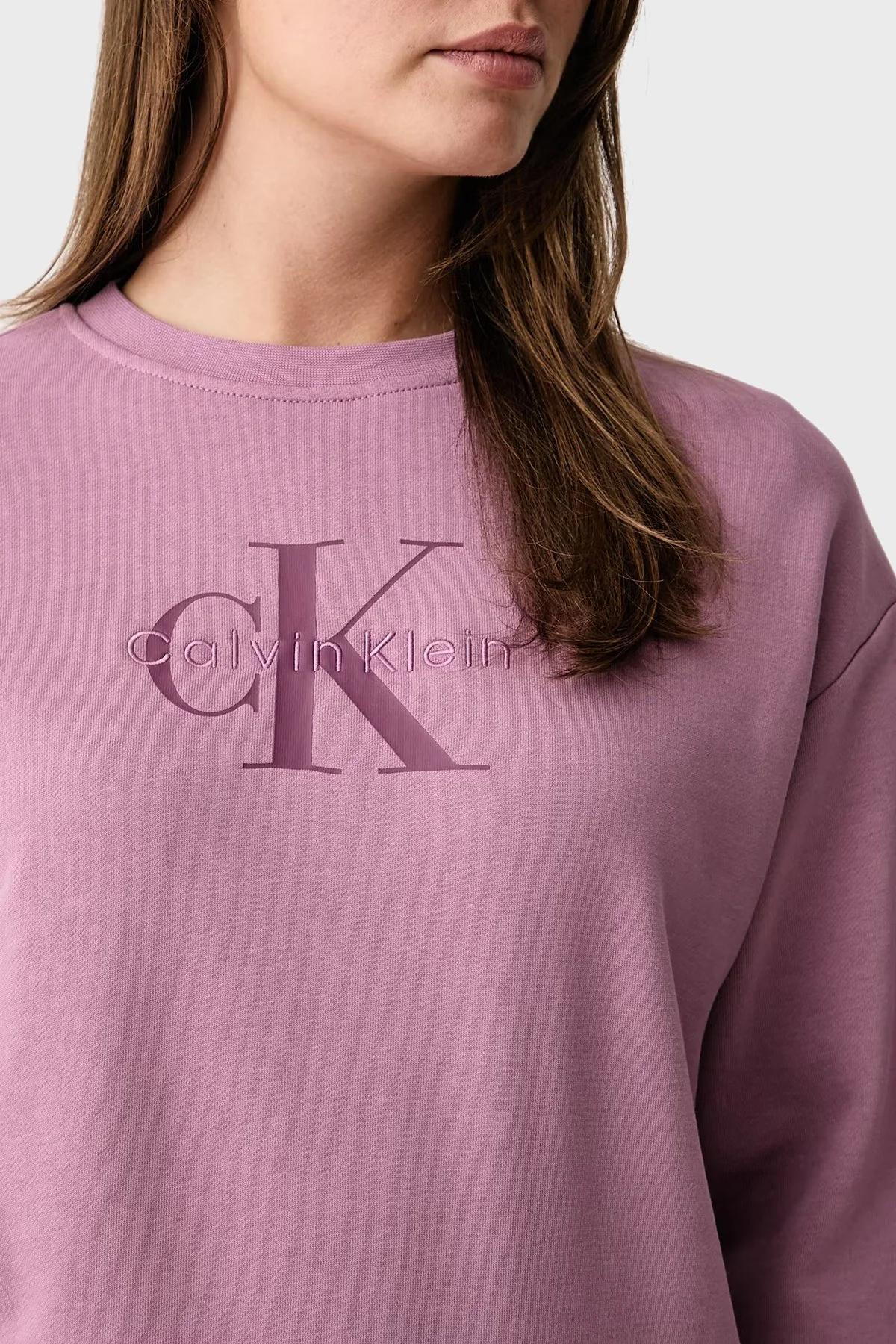 Calvin Klein Pamuklu Relaxed Fit Bisiklet Yaka LV047B234GVCB Kadın Sweat LV047B234G VCB Pembe - 4