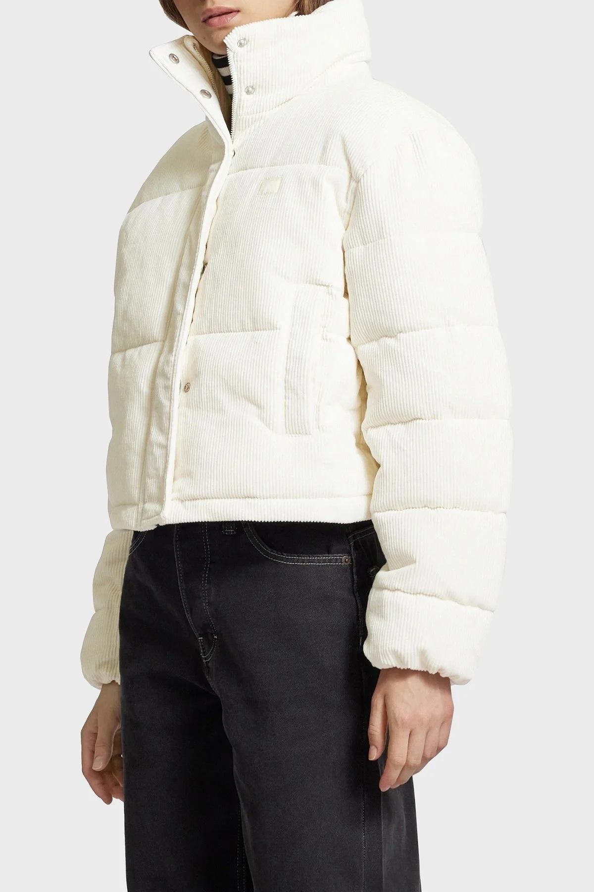 Calvin Klein Pamuklu Relaxed Fit Dik Yaka Kadife J20J224620YBI Bayan Mont J20J224620 YBI EKRU - 1