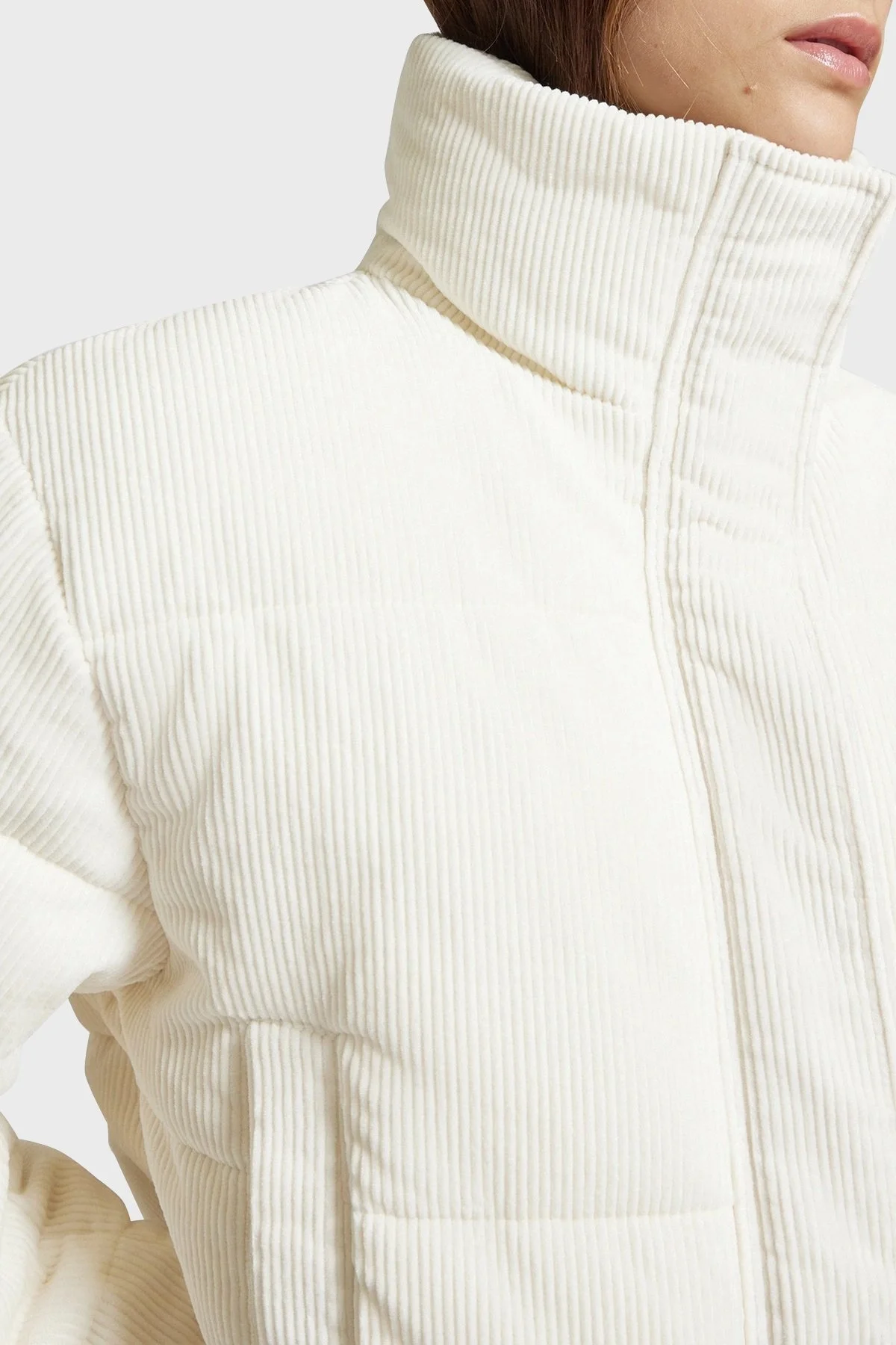 Calvin Klein Pamuklu Relaxed Fit Dik Yaka Kadife J20J224620YBI Bayan Mont J20J224620 YBI EKRU - 4