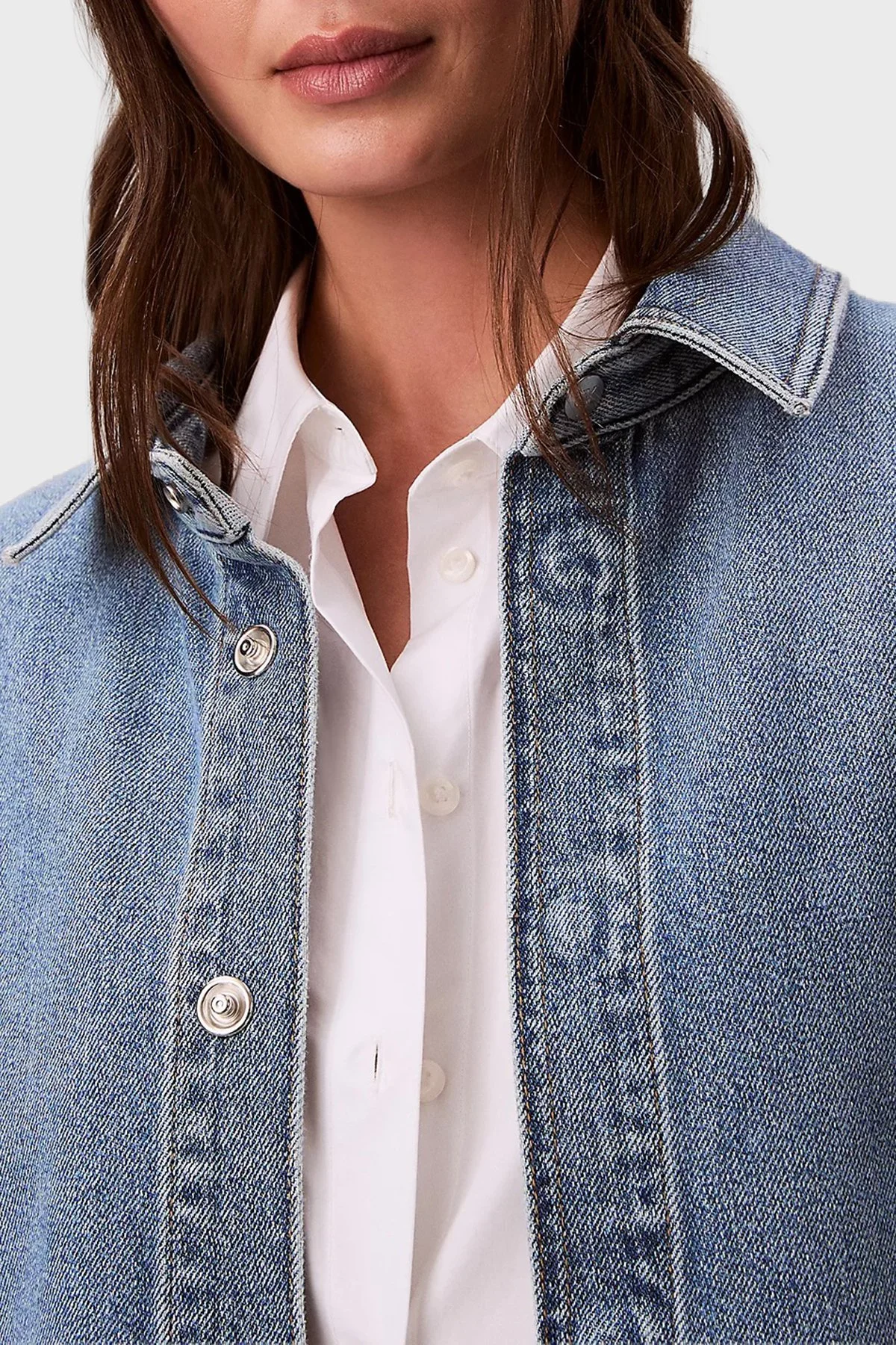 Calvin Klein Pamuklu Relaxed Fit Düğmeli LV047E753G3NS Bayan Kot Gömlek LV047E753G 3NS MAVİ - 4