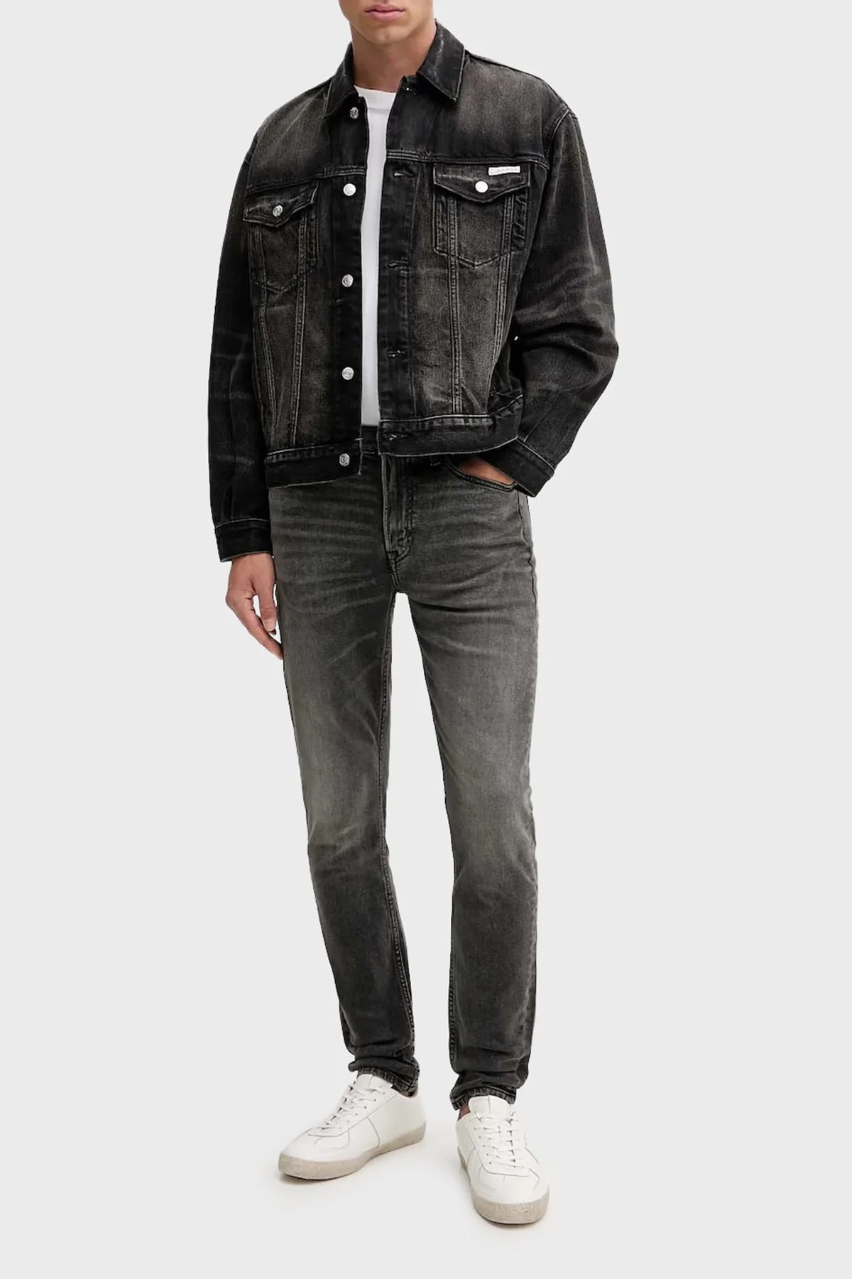 Calvin Klein Pamuklu Relaxed Fit Düğmeli LV04RD707G01G Erkek Kot Ceket LV04RD707G 01G ANTRASİT - 2