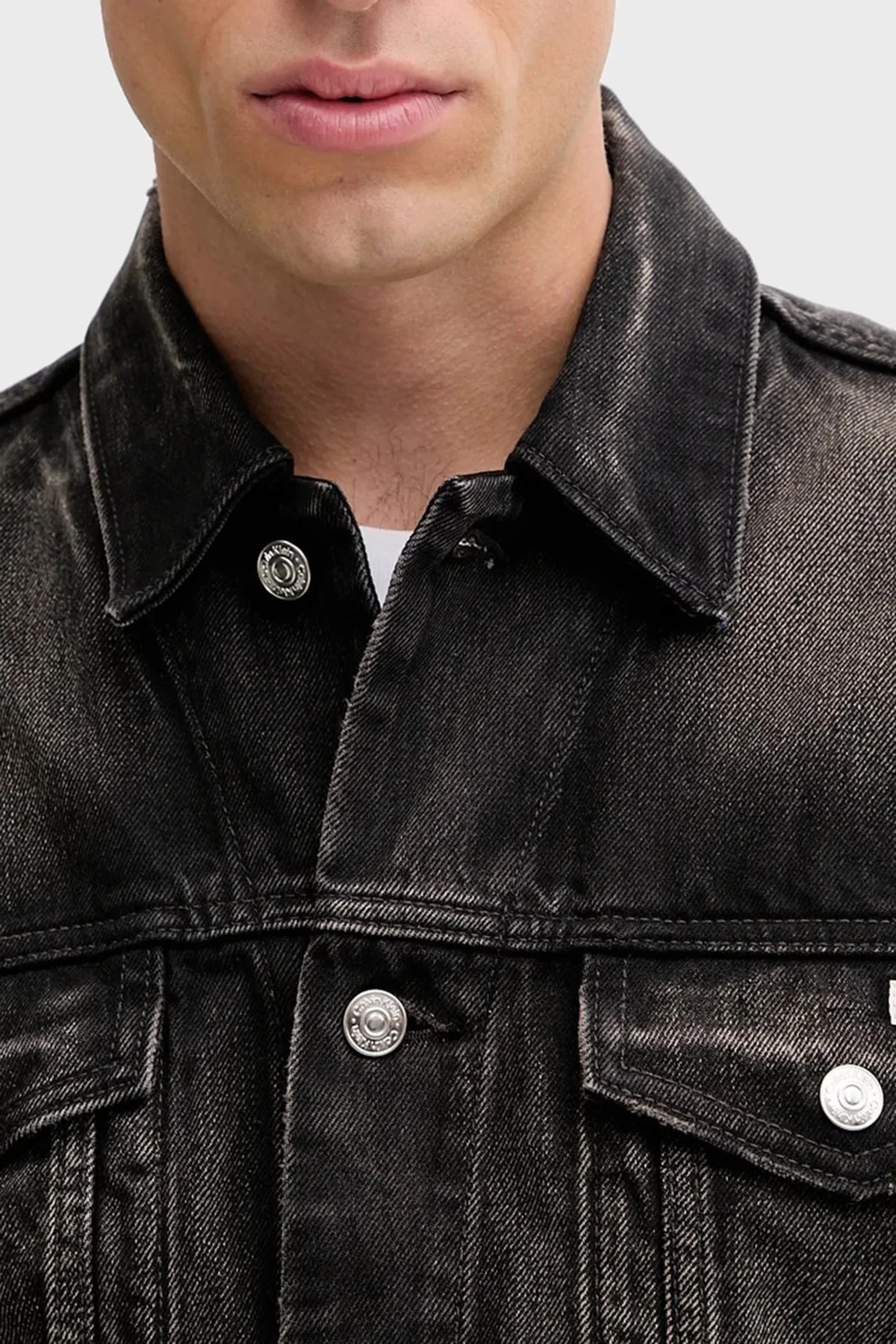 Calvin Klein Pamuklu Relaxed Fit Düğmeli LV04RD707G01G Erkek Kot Ceket LV04RD707G 01G ANTRASİT - 4