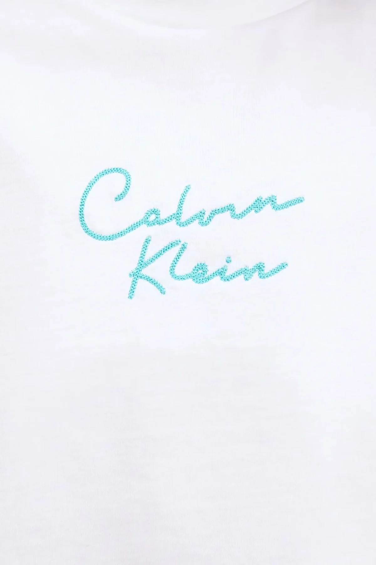 Calvin Klein Pamuklu Relaxed Fit İşleme Logolu Crop LV047C202GYAA Bayan T Shirt LV047C202G YAA BEYAZ - 5