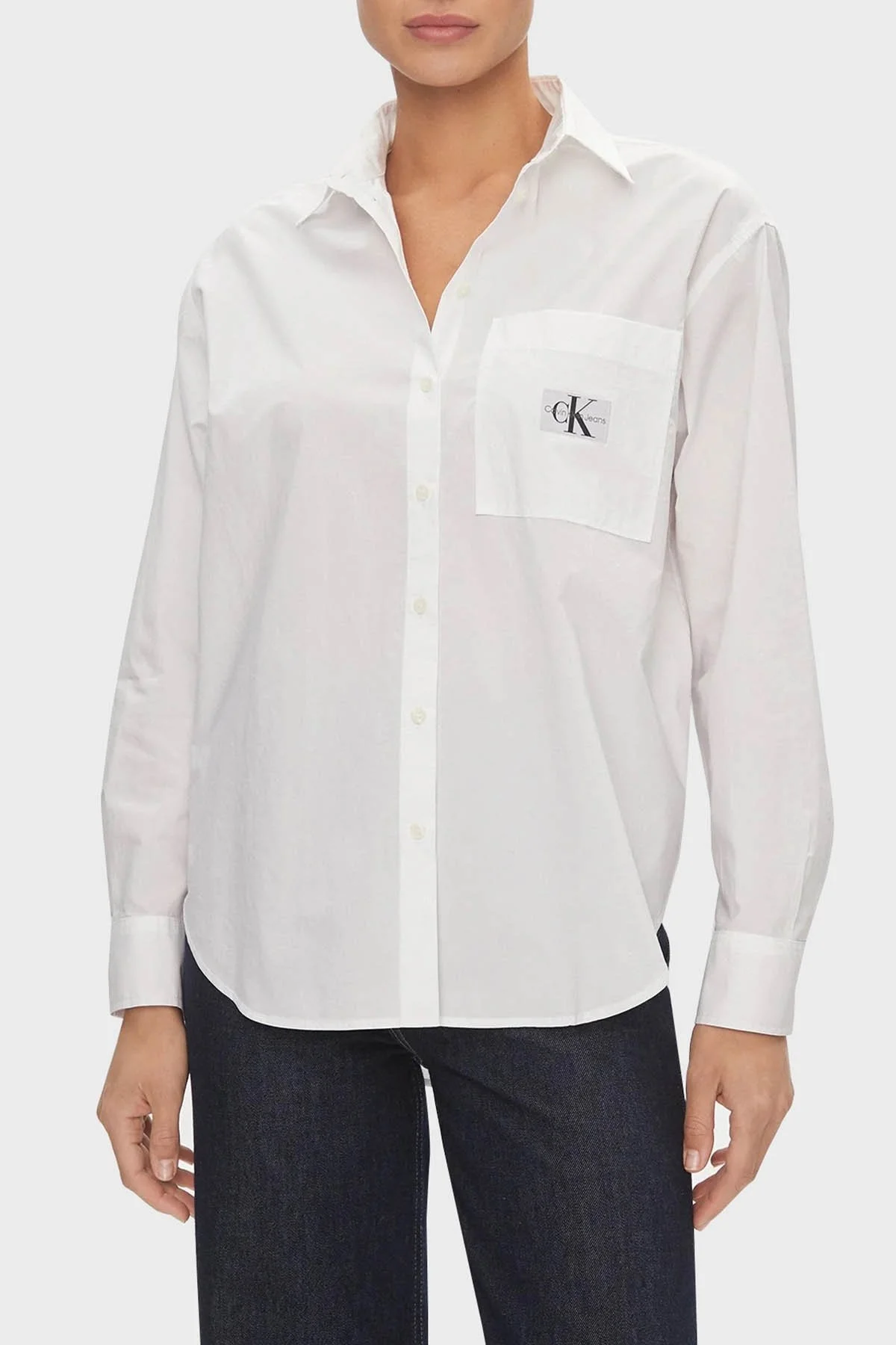Calvin Klein Pamuklu Relaxed Fit J20J222610YAF Bayan Gömlek J20J222610 YAF BEYAZ - 1