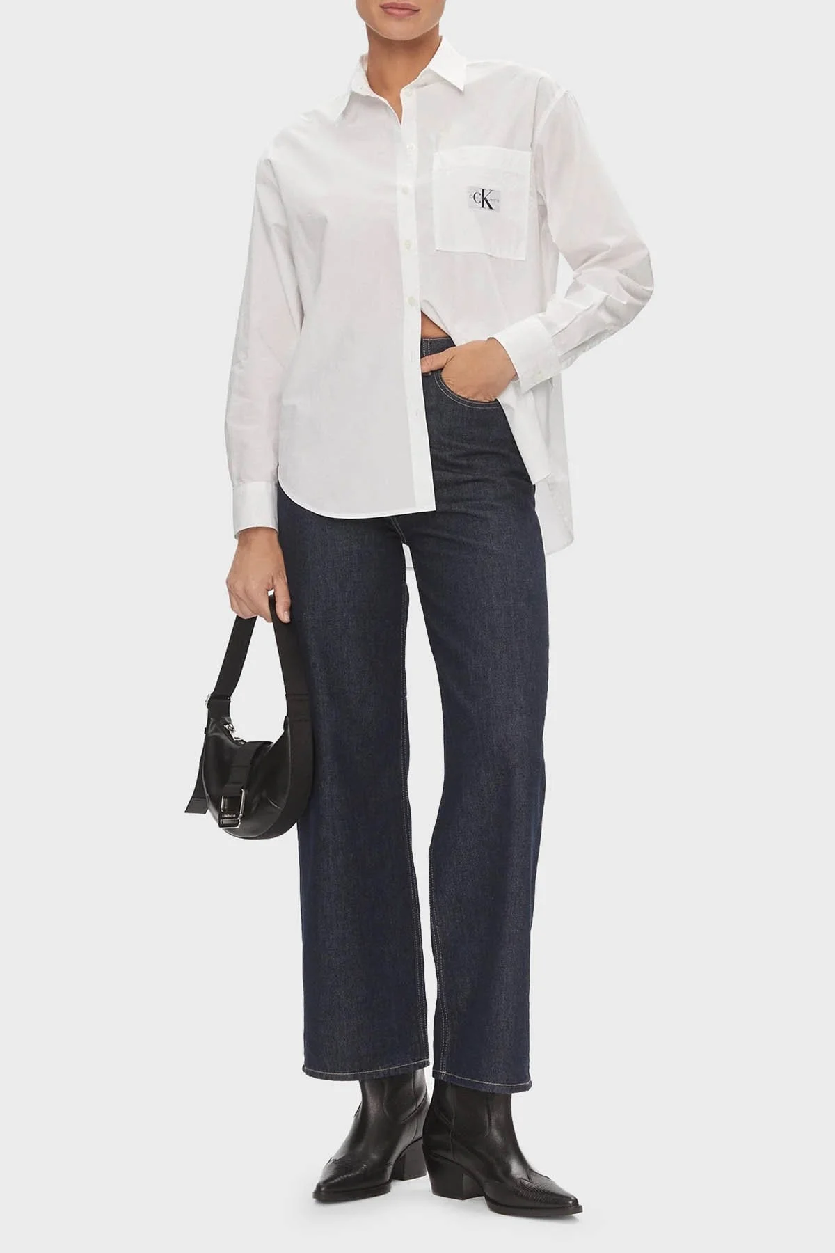 Calvin Klein Pamuklu Relaxed Fit J20J222610YAF Bayan Gömlek J20J222610 YAF BEYAZ - 3