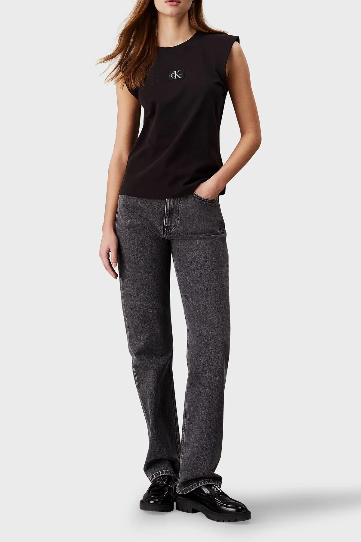 Calvin Klein Pamuklu Relaxed Fit J20J223560BEH Bayan T Shirt J20J223560 BEH SİYAH - 3