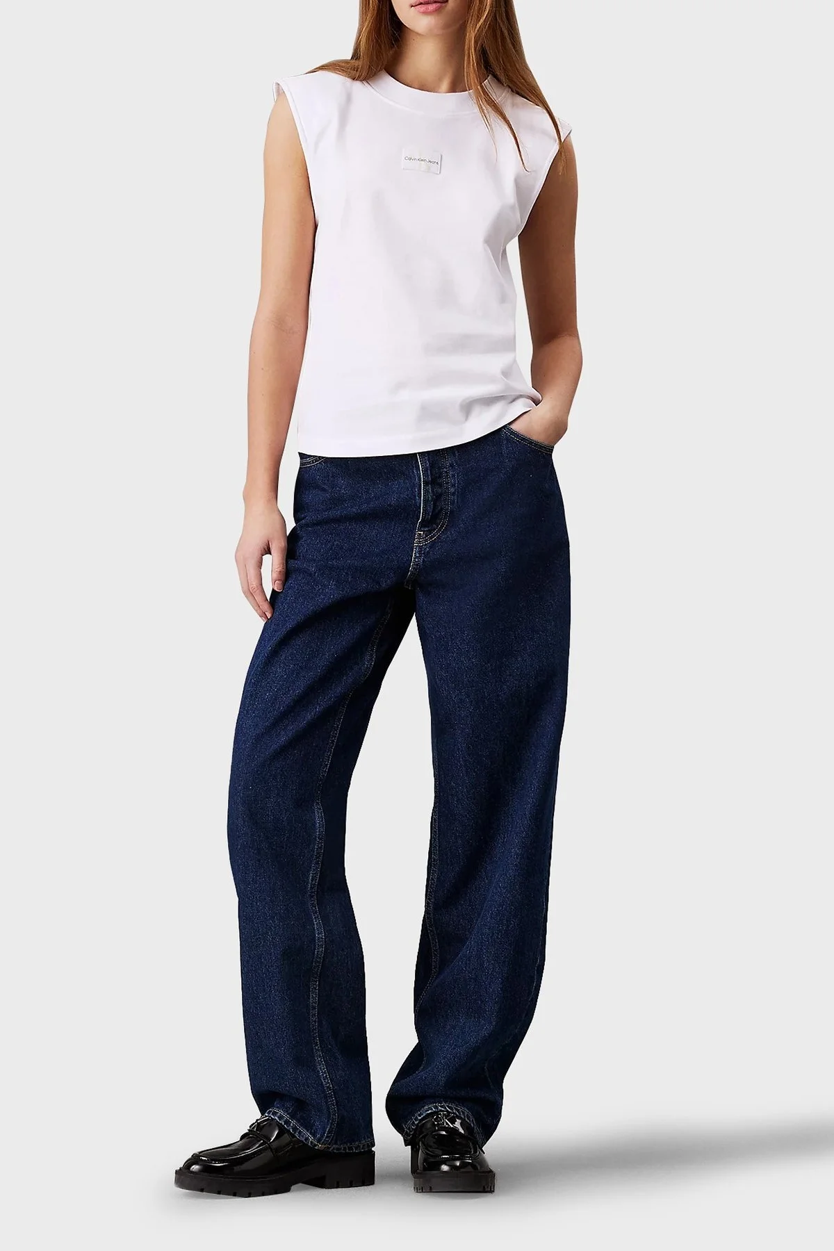 Calvin Klein Pamuklu Relaxed Fit J20J223560YAF Bayan T Shirt J20J223560 YAF BEYAZ - 4