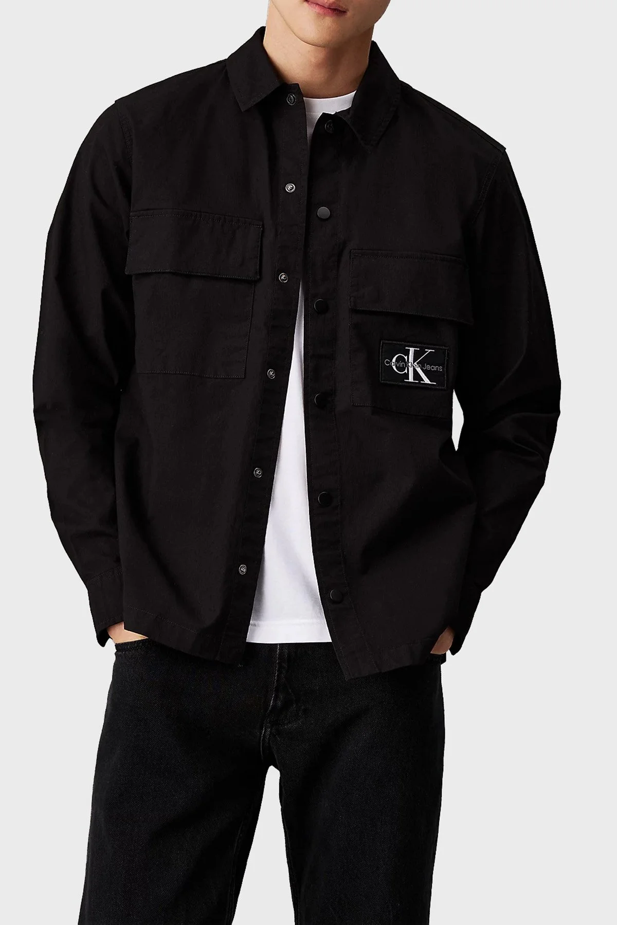 Calvin Klein Pamuklu Relaxed Fit J30J325618BEH Erkek Gömlek Ceket J30J325618 BEH SİYAH - 1
