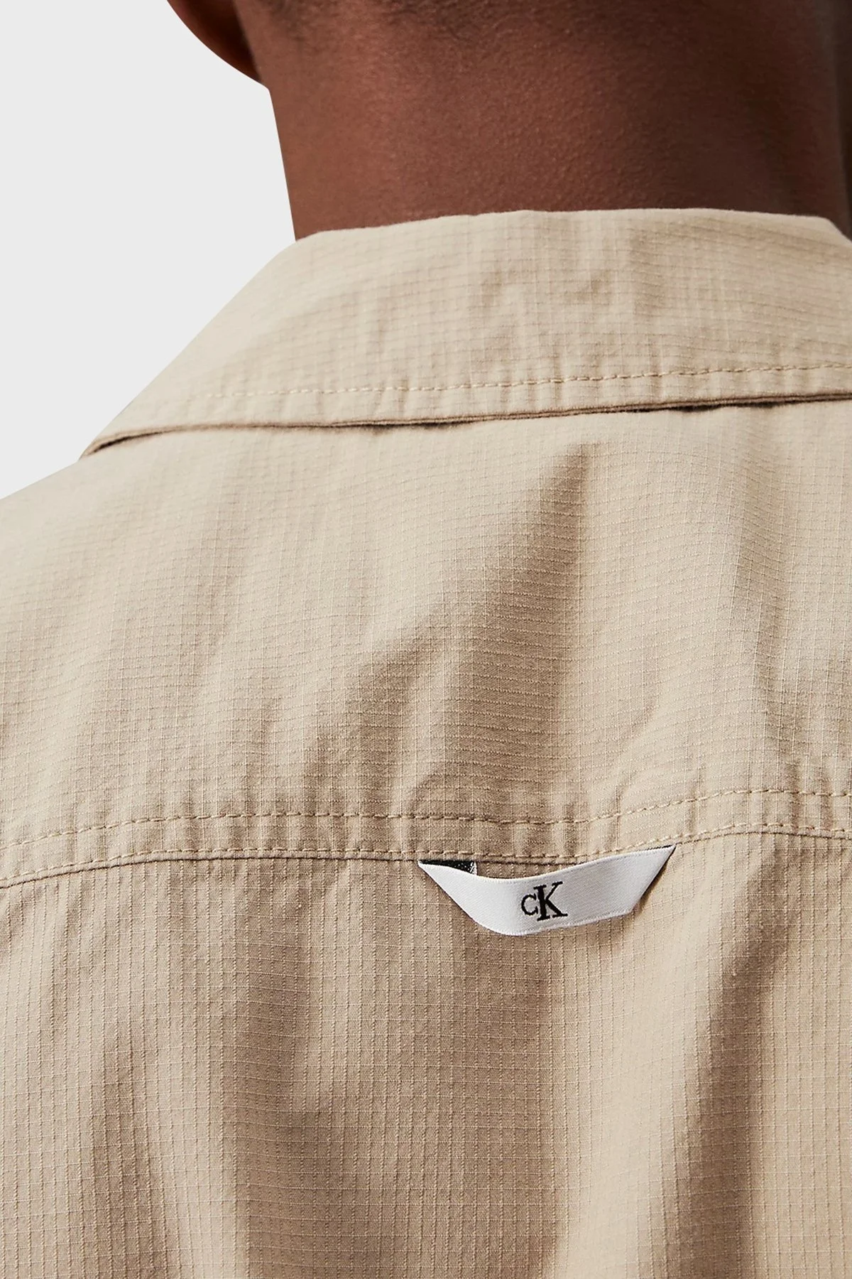 Calvin Klein Pamuklu Relaxed Fit J30J325618PF2 Erkek Gömlek Ceket J30J325618 PF2 BEJ - 5