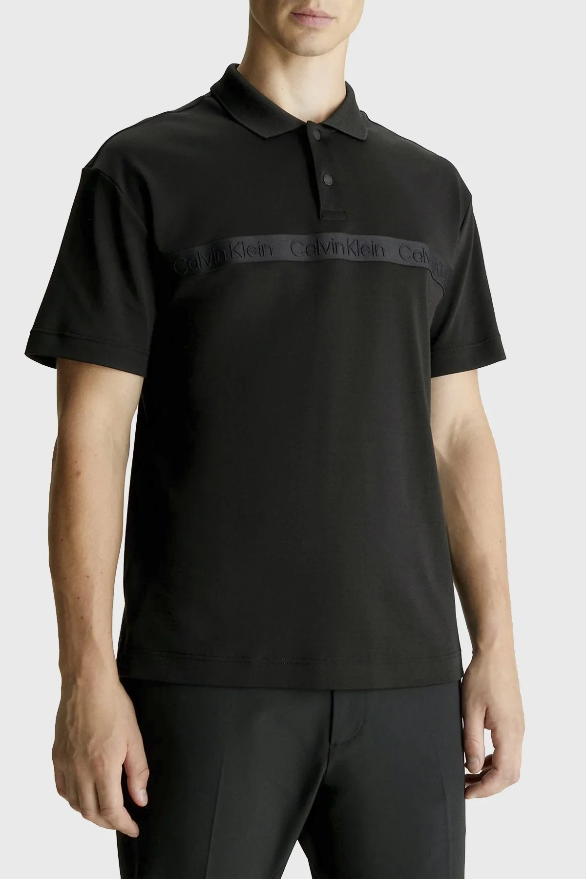 Calvin Klein Pamuklu Relaxed Fit K10K112406BEH Erkek Polo Yaka T Shirt K10K112406 BEH SİYAH - 1