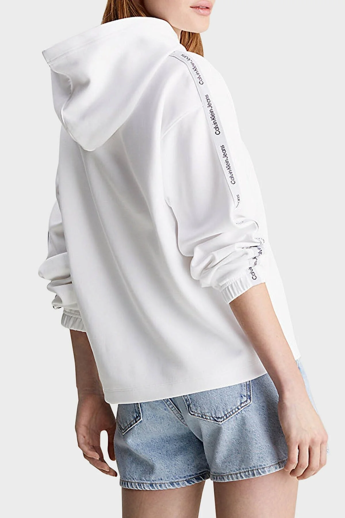Calvin Klein Pamuklu Relaxed Fit Kapüşonlu J20J223078YAF Bayan Sweat J20J223078 YAF BEYAZ - 2