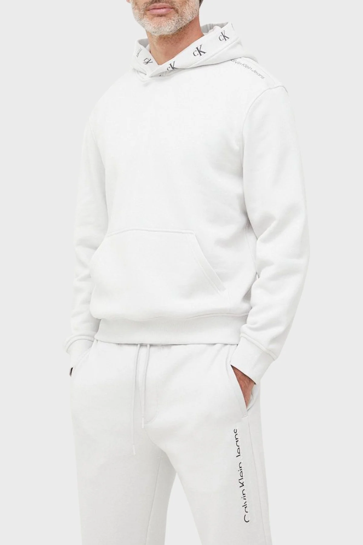 Calvin Klein Pamuklu Relaxed Fit Kapüşonlu Kanguru Cepli Erkek Sweat J30J321883 PRF GRİ - 1