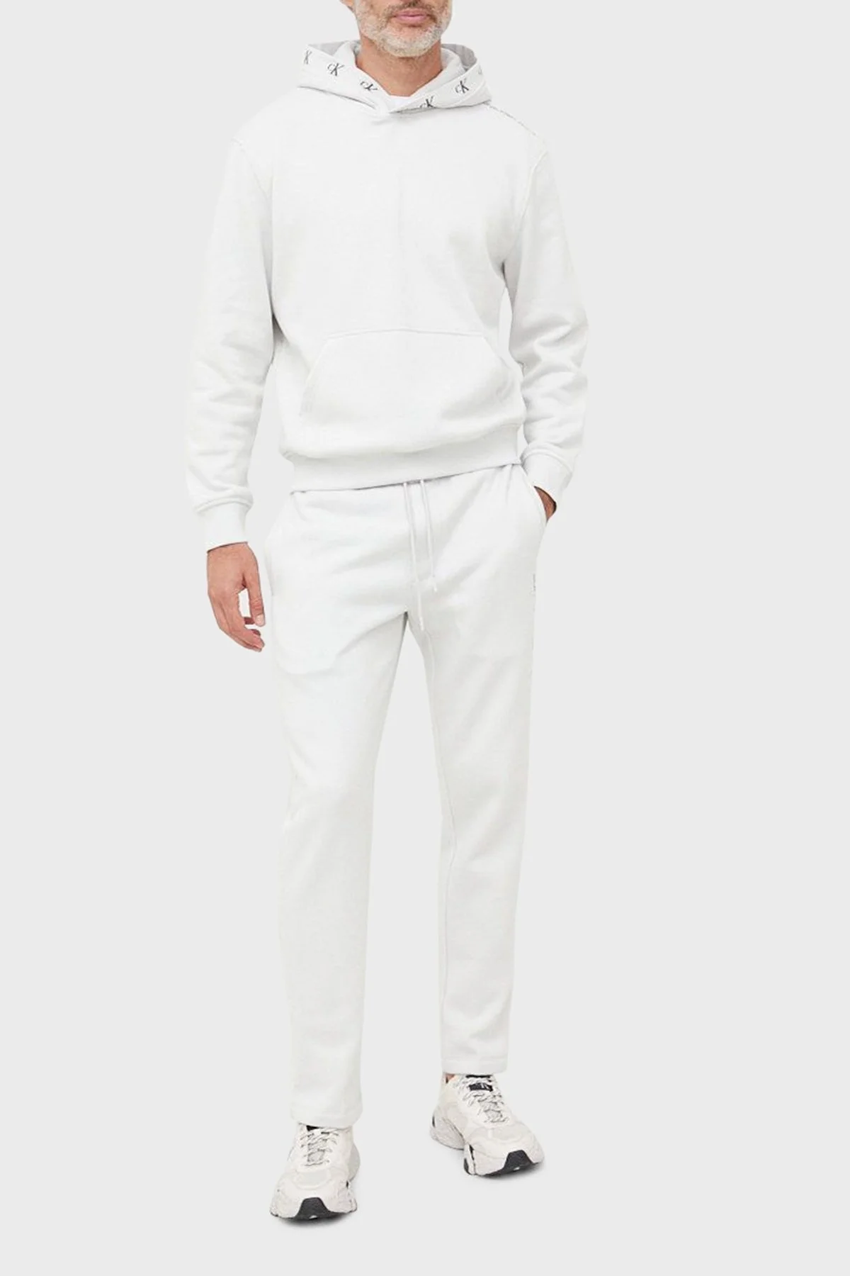 Calvin Klein Pamuklu Relaxed Fit Kapüşonlu Kanguru Cepli Erkek Sweat J30J321883 PRF GRİ - 3