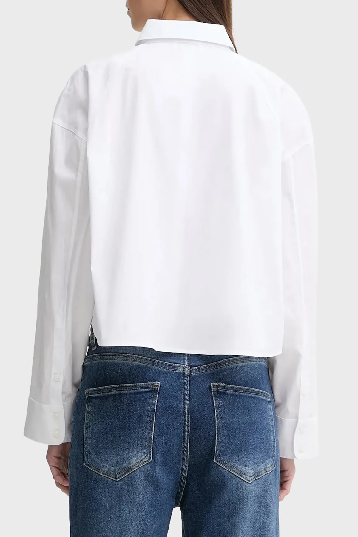 Calvin Klein Pamuklu Relaxed Fit Klasik Yaka Kısa LV047C141GYAA Bayan Gömlek LV047C141G YAA BEYAZ - 3