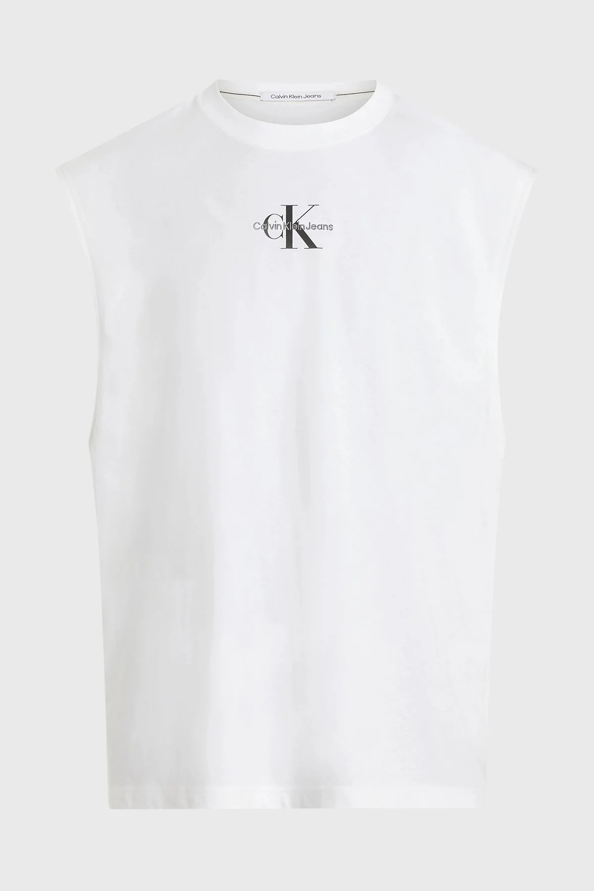 Calvin Klein Pamuklu Relaxed Fit Kolsuz J30J325211YAF Erkek T Shirt J30J325211 YAF BEYAZ - 5