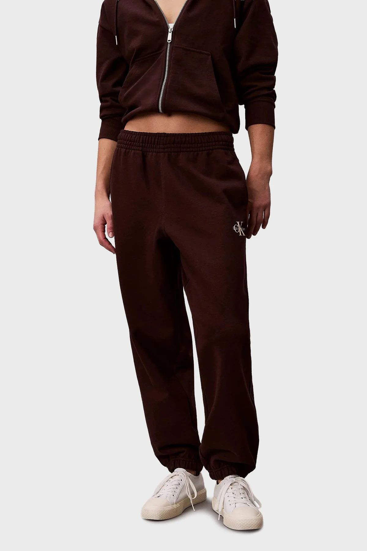 Calvin Klein Pamuklu Relaxed Fit Lastikli Paça Jogger LV047B235G2E8 Bayan Pantolon LV047B235G 2E8 MOR - 1