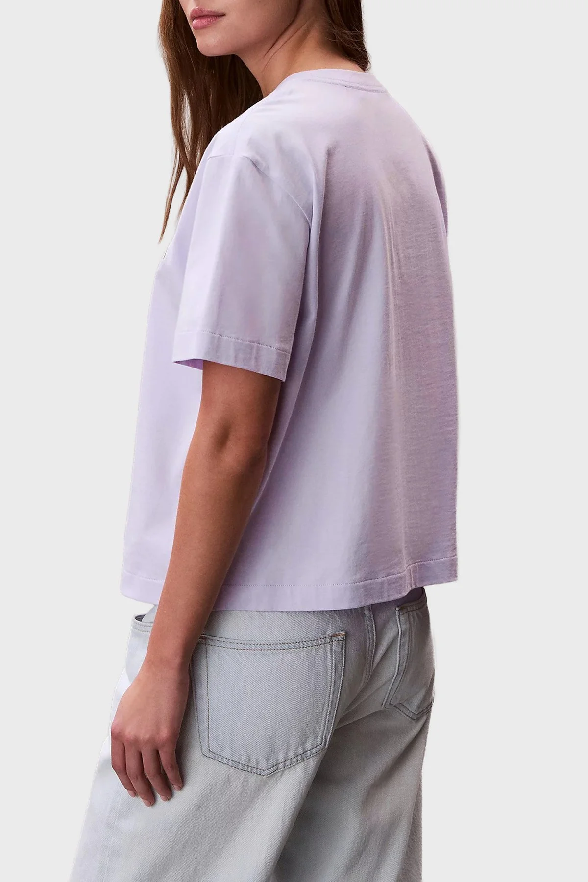 Calvin Klein Pamuklu Relaxed Fit Logolu Bisiklet Yaka LV047F801G3OQ Bayan T Shirt LV047F801G 3OQ LİLA - 3