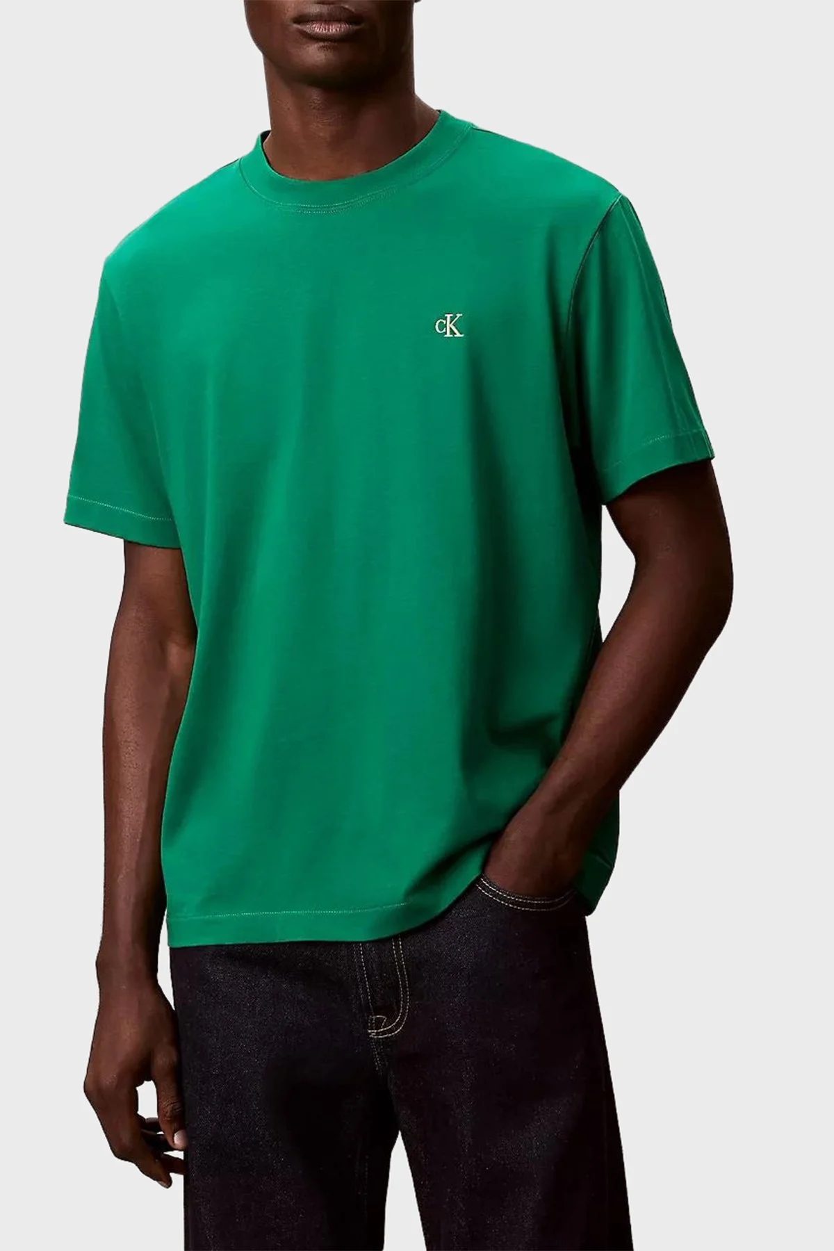 Calvin Klein Pamuklu Regular Fit Logolu Bisiklet Yaka LV04RC275G2ES Erkek T Shirt LV04RC275G 2ES YEŞİL - 1