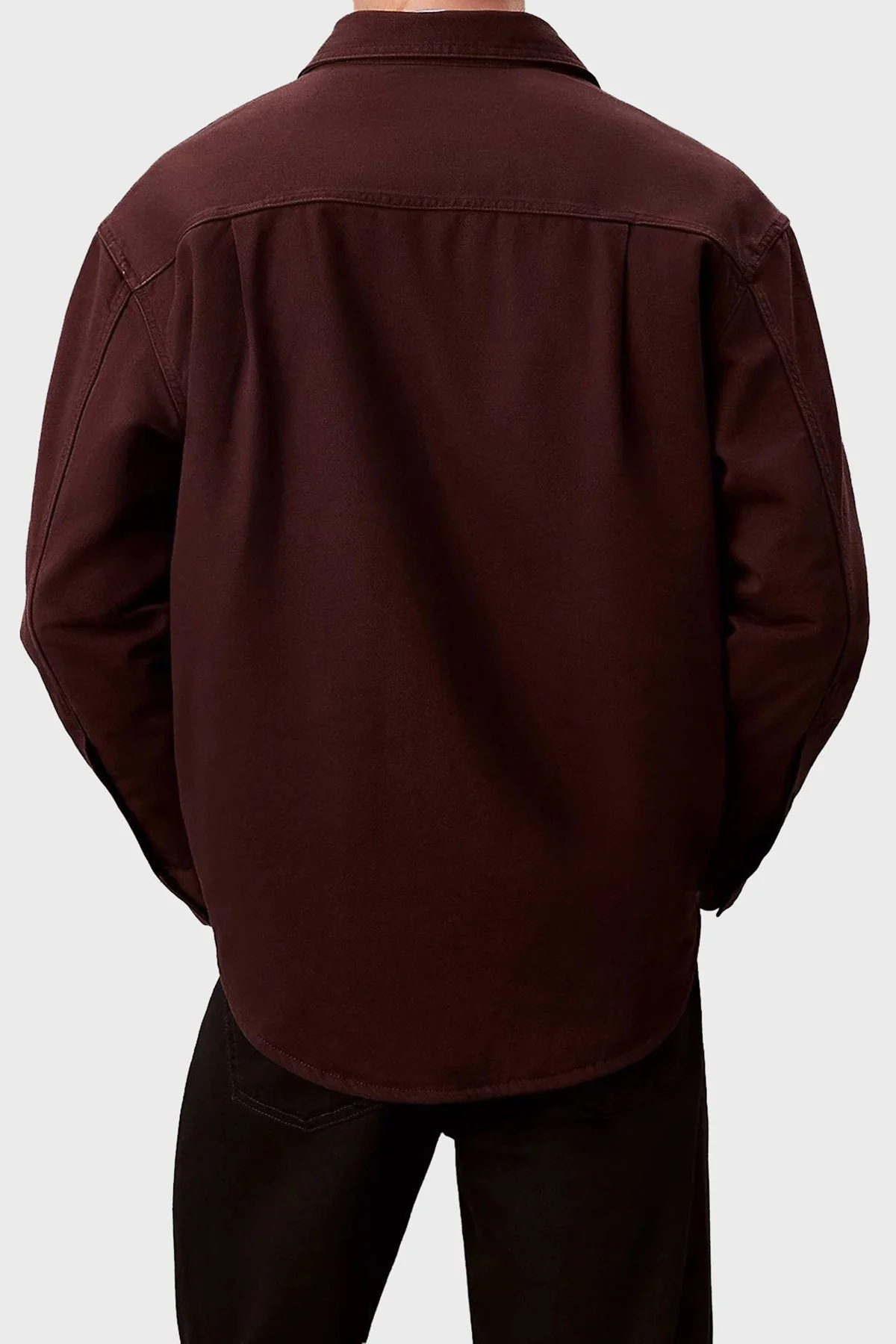 Calvin Klein Pamuklu Relaxed Fit Logolu Düğmeli LV04RD729GEO5 Erkek Ceket LV04RD729G EO5 BORDO - 3