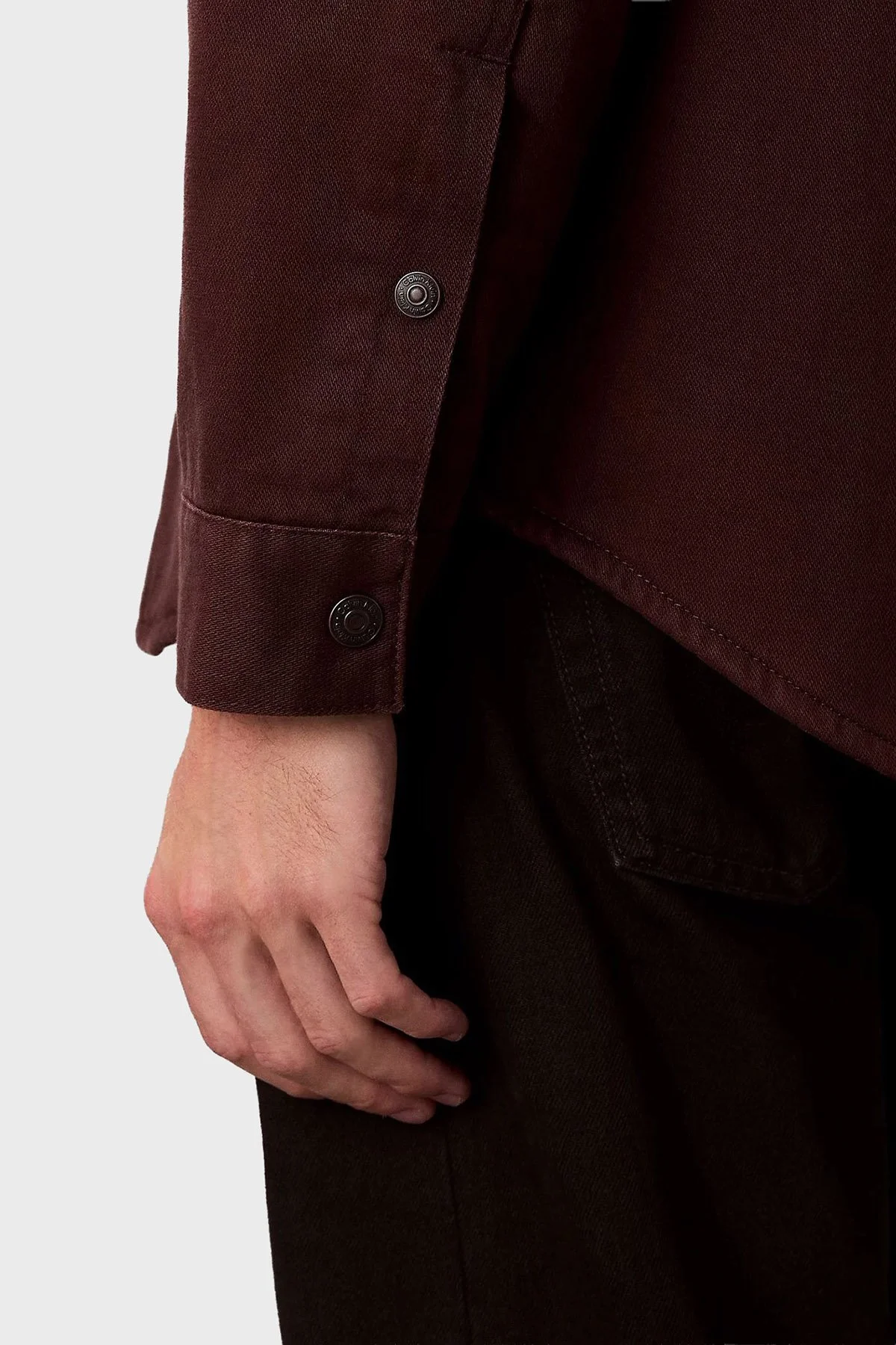 Calvin Klein Pamuklu Relaxed Fit Logolu Düğmeli LV04RD729GEO5 Erkek Ceket LV04RD729G EO5 BORDO - 6