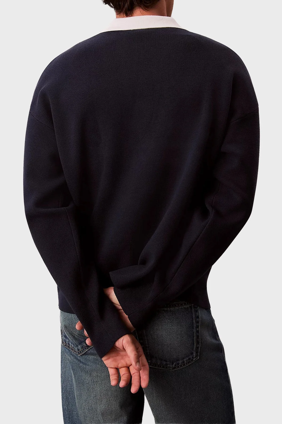 Calvin Klein Pamuklu Relaxed Fit LV04RD303GCEF Erkek Polo Yaka Kazak LV04RD303G CEF LACİVERT - 3