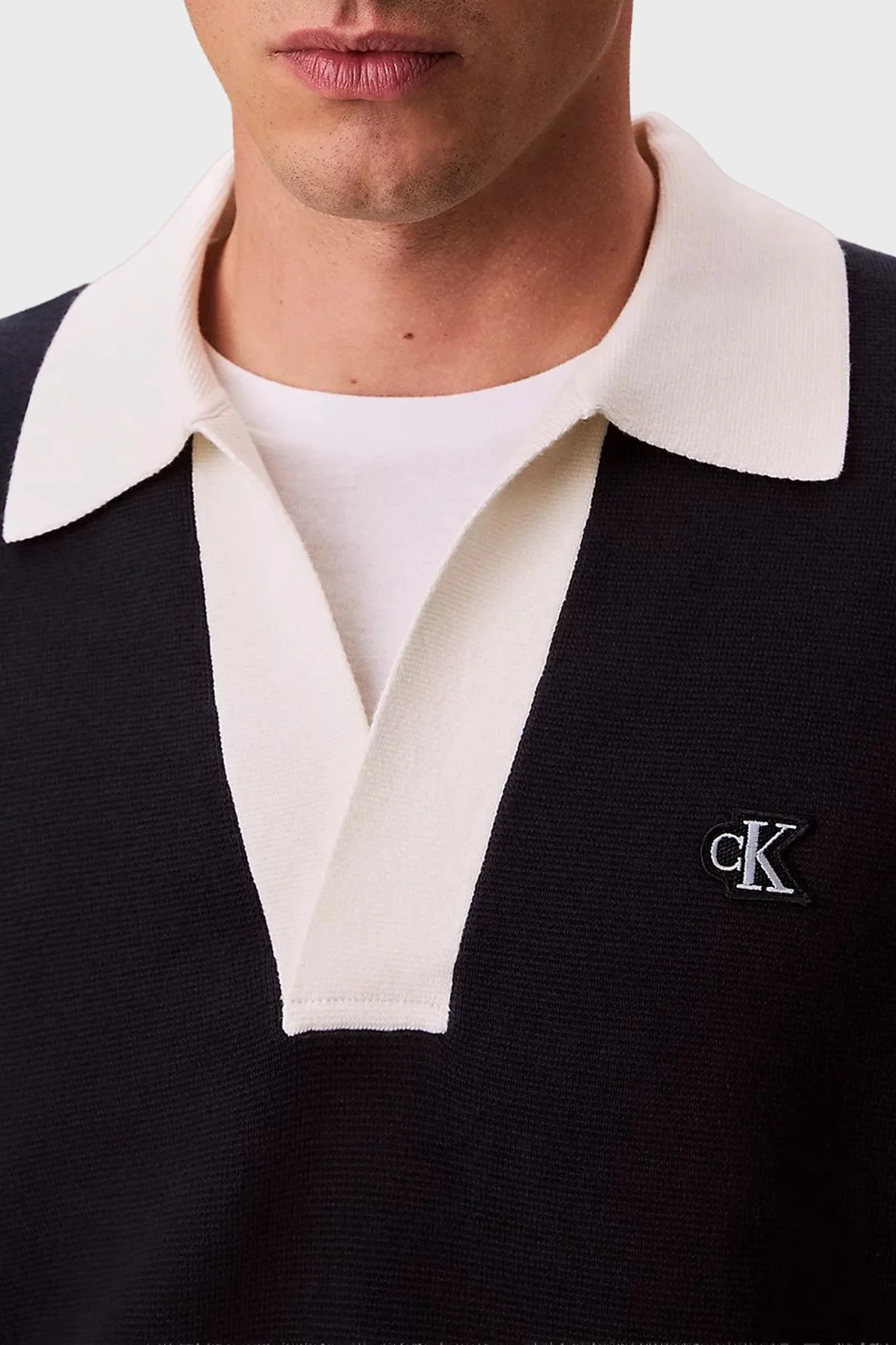 Calvin Klein Pamuklu Relaxed Fit LV04RD303GCEF Erkek Polo Yaka Kazak LV04RD303G CEF LACİVERT - 6