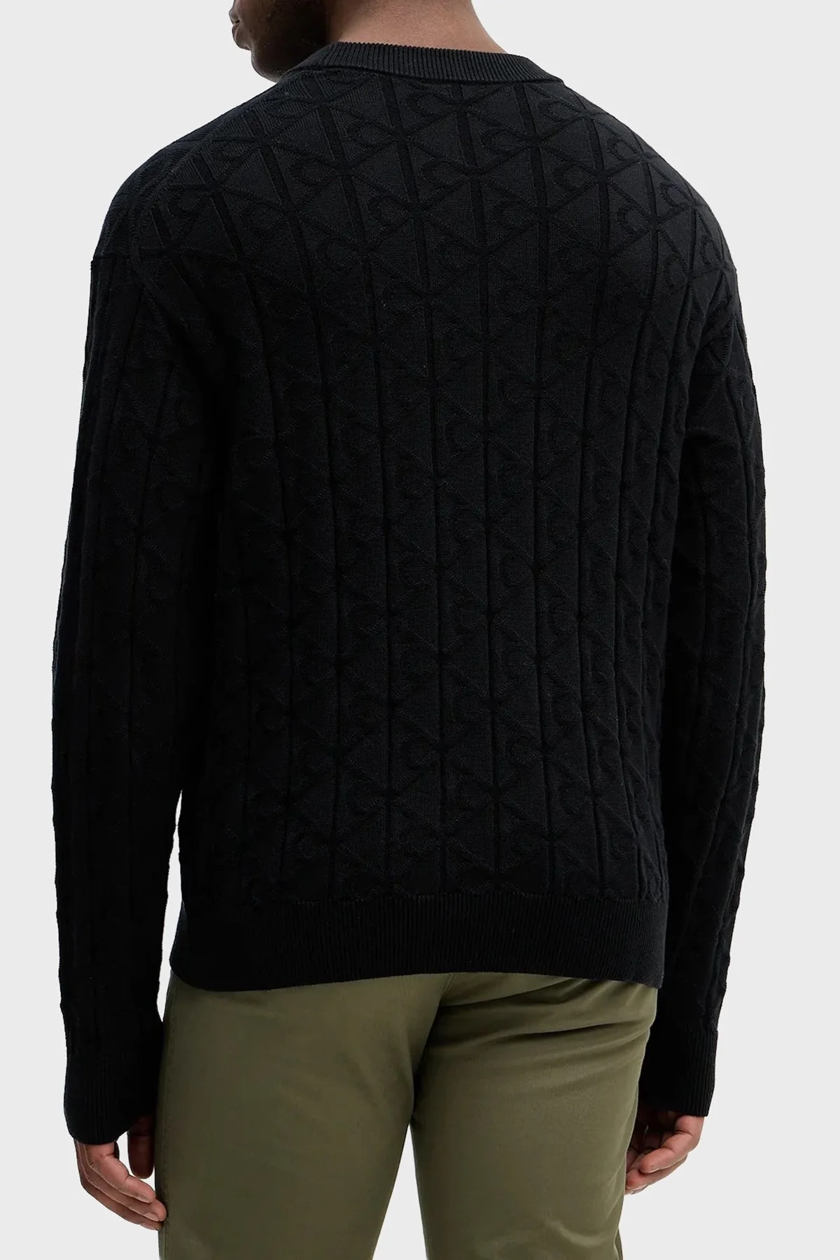 Calvin Klein Pamuklu Relaxed Fit Tamamı Logolu LV04RE301GUB1 Erkek Kazak LV04RE301G UB1 SİYAH - 2