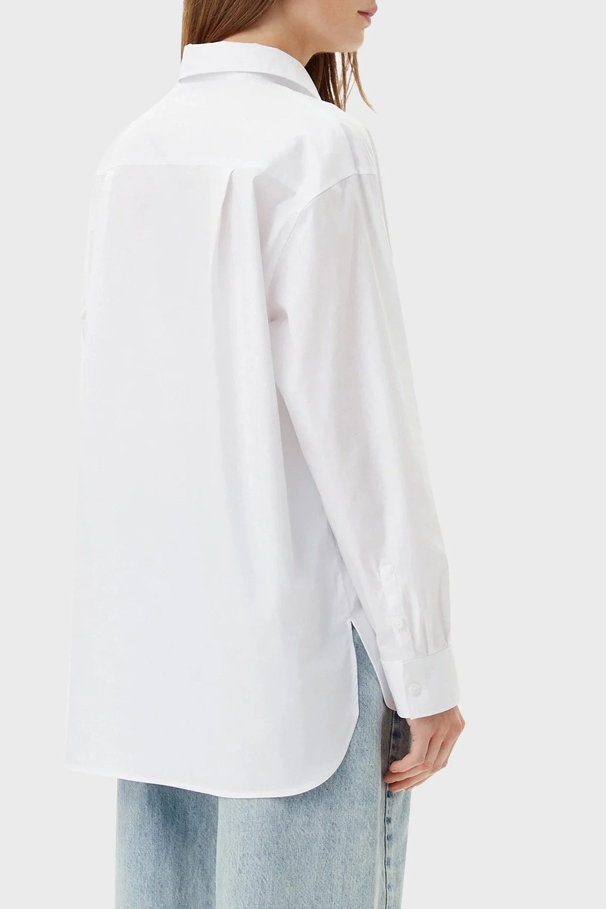 Calvin Klein Pamuklu Relaxed Fit Uzun Kollu Logolu LV047C143GYAA Bayan Gömlek LV047C143G YAA BEYAZ - 3