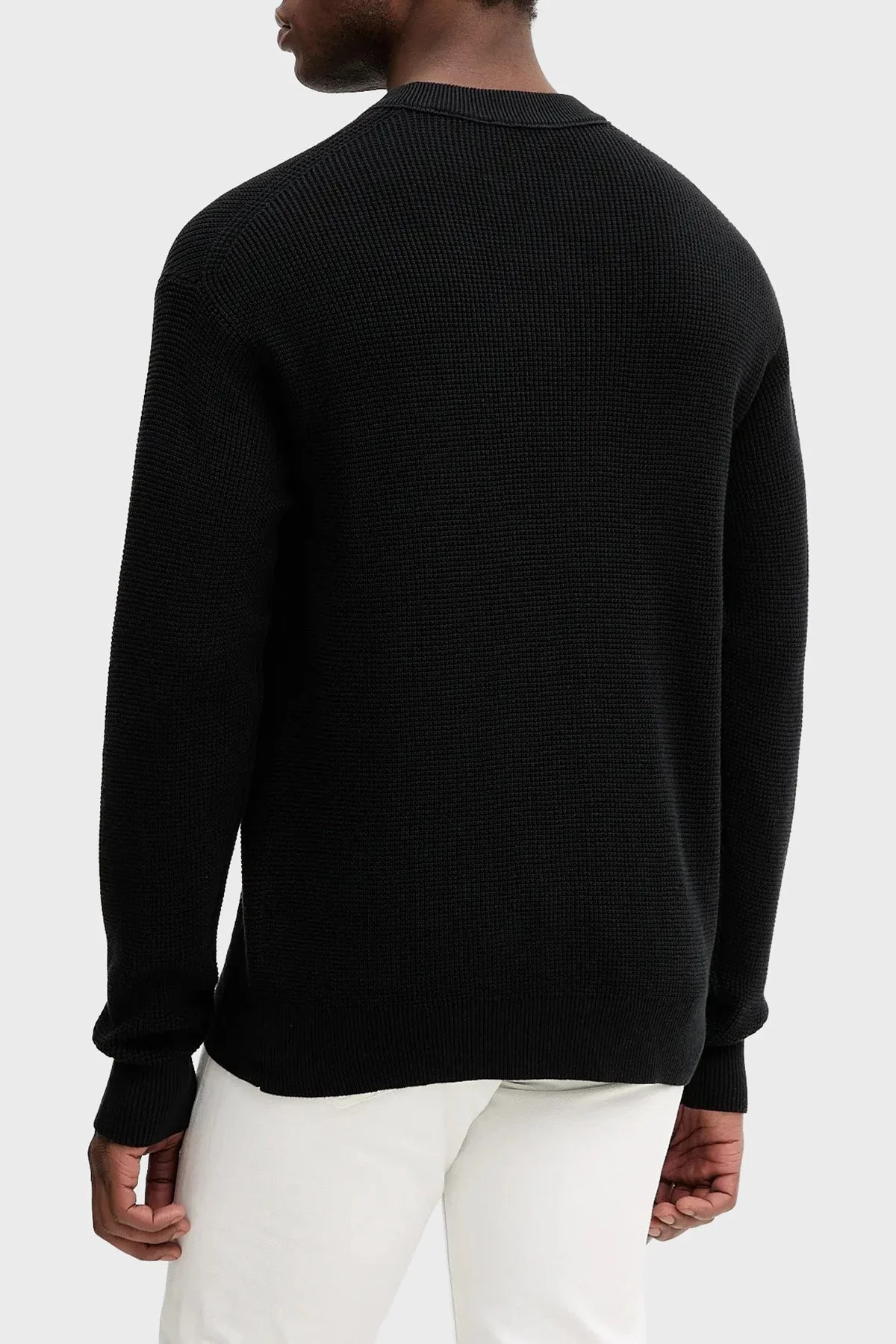 Calvin Klein Pamuklu Relaxed Fit Waffle LV04RD313GUB1 Erkek Kazak LV04RD313G UB1 SİYAH - 2