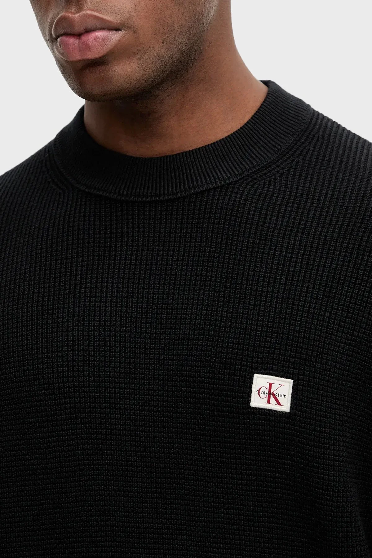 Calvin Klein Pamuklu Relaxed Fit Waffle LV04RD313GUB1 Erkek Kazak LV04RD313G UB1 SİYAH - 3
