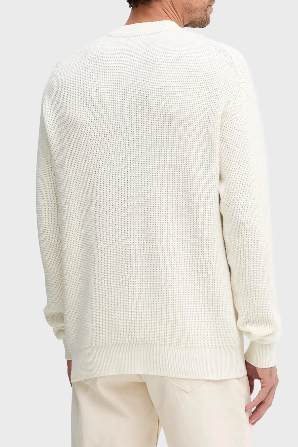 Calvin Klein Pamuklu Relaxed Fit Waffle LV04RD313GYAS Erkek Kazak LV04RD313G YAS KREM - 3