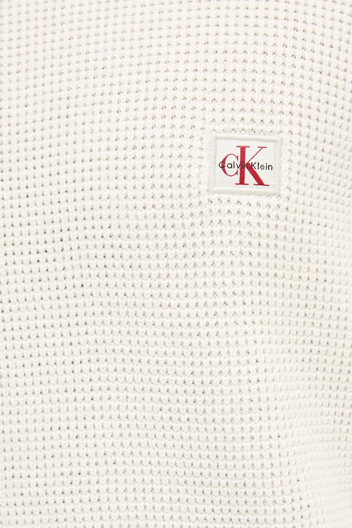 Calvin Klein Pamuklu Relaxed Fit Waffle LV04RD313GYAS Erkek Kazak LV04RD313G YAS KREM - 5