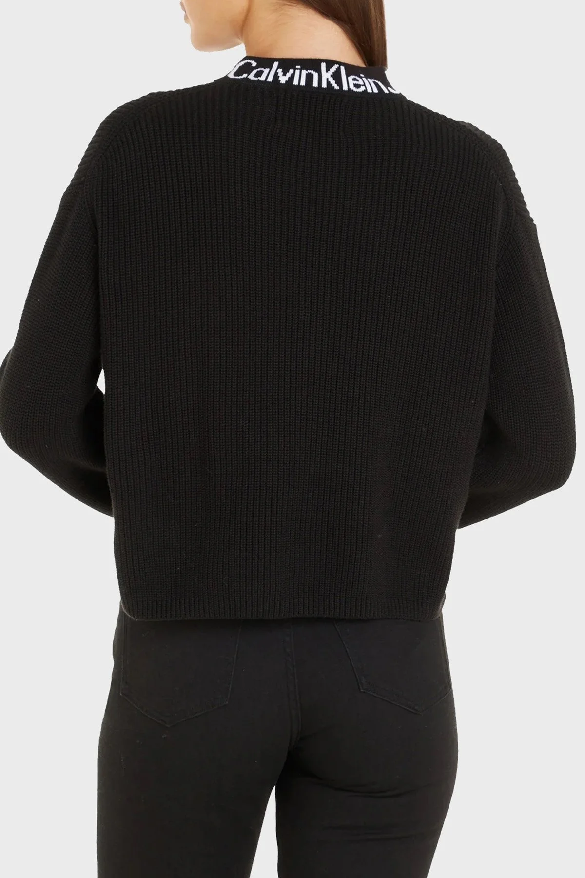 Calvin Klein Pamuklu Relaxed Fit Yarım Balıkçı J20J222255BEH Bayan Kazak J20J222255 BEH SİYAH - 2