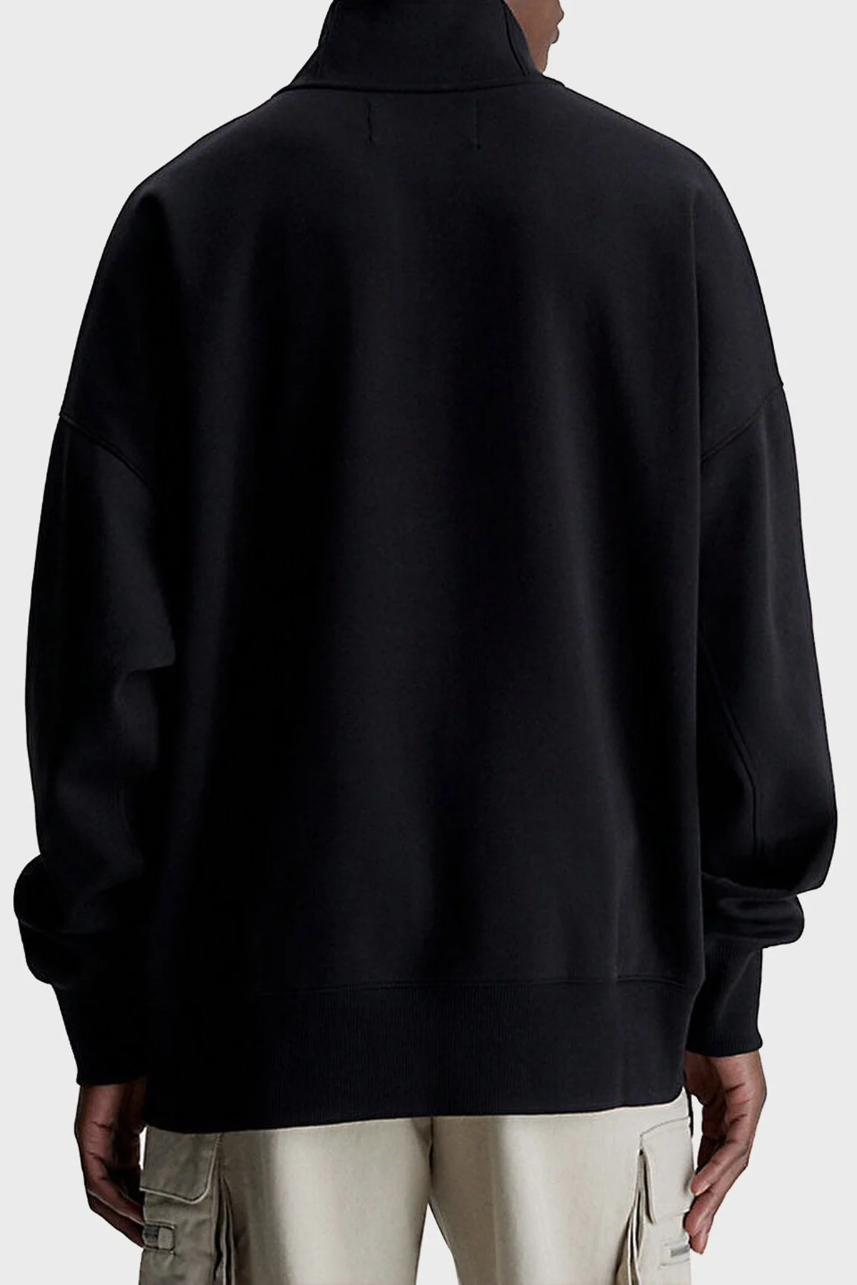 Calvin Klein Pamuklu Relaxed Fit Yarım Fermuarlı Dik Yaka J30J324149BEH Erkek Sweat J30J324149 BEH SİYAH - 2