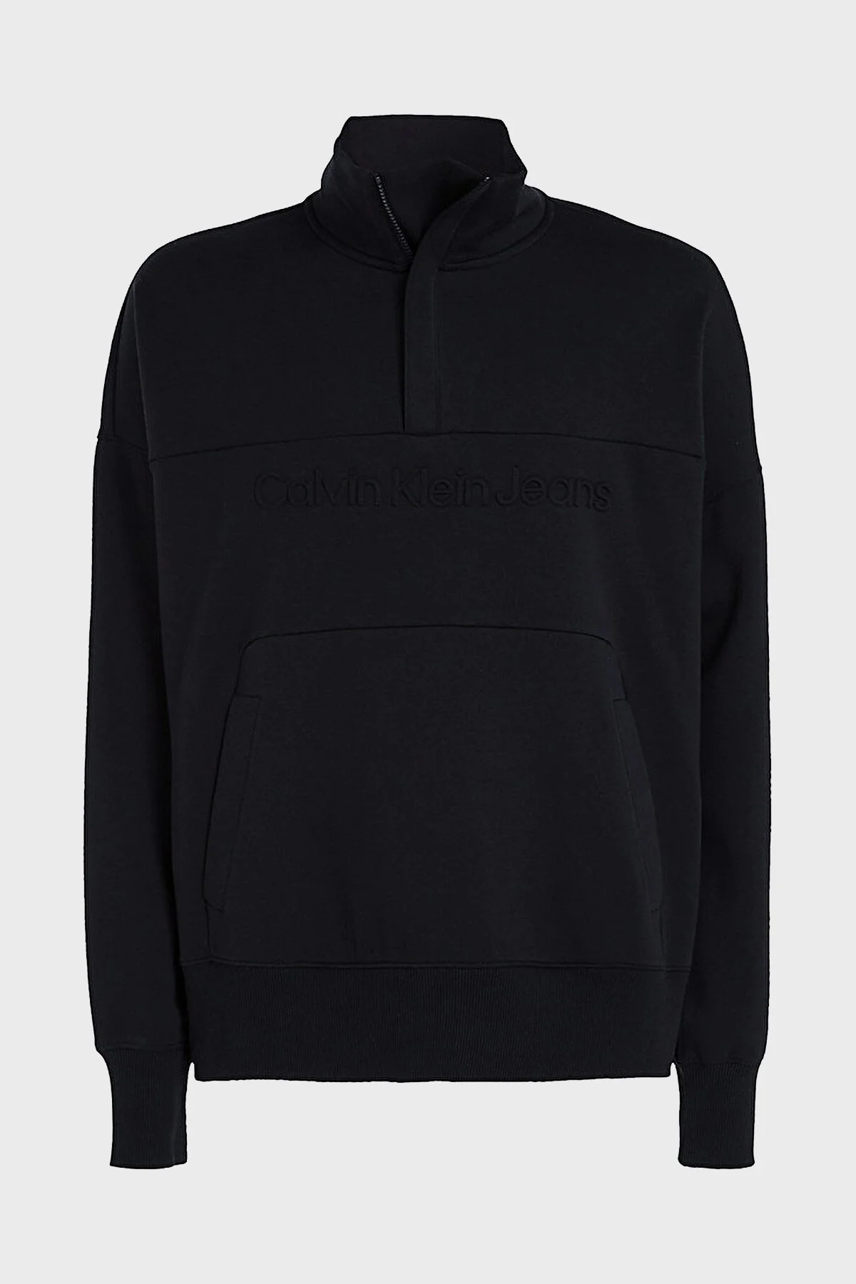 Calvin Klein Pamuklu Relaxed Fit Yarım Fermuarlı Dik Yaka J30J324149BEH Erkek Sweat J30J324149 BEH SİYAH - 5