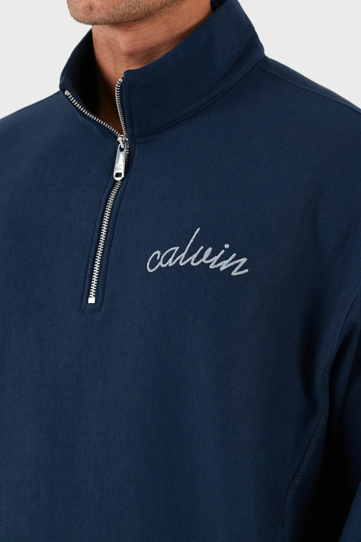 Calvin Klein Pamuklu Relaxed Fit Yarım Fermuarlı Dik Yaka LV04RC227GC3I Erkek Sweat LV04RC227G C3I LACİVERT - 5