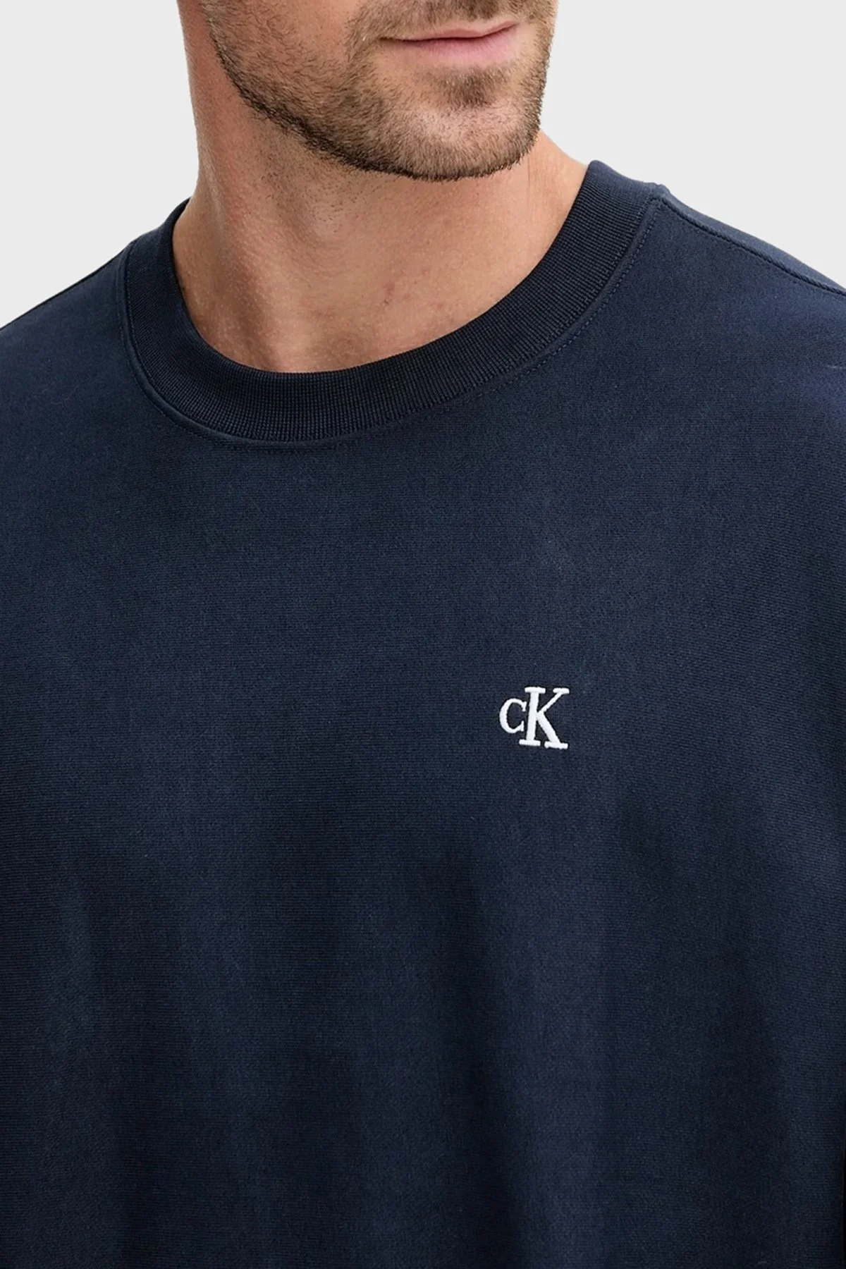 Calvin Klein Pamuklu Relaxed Fit Yuvarlak Yaka LV04RC277GCEF Erkek Sweat LV04RC277G CEF LACİVERT - 3