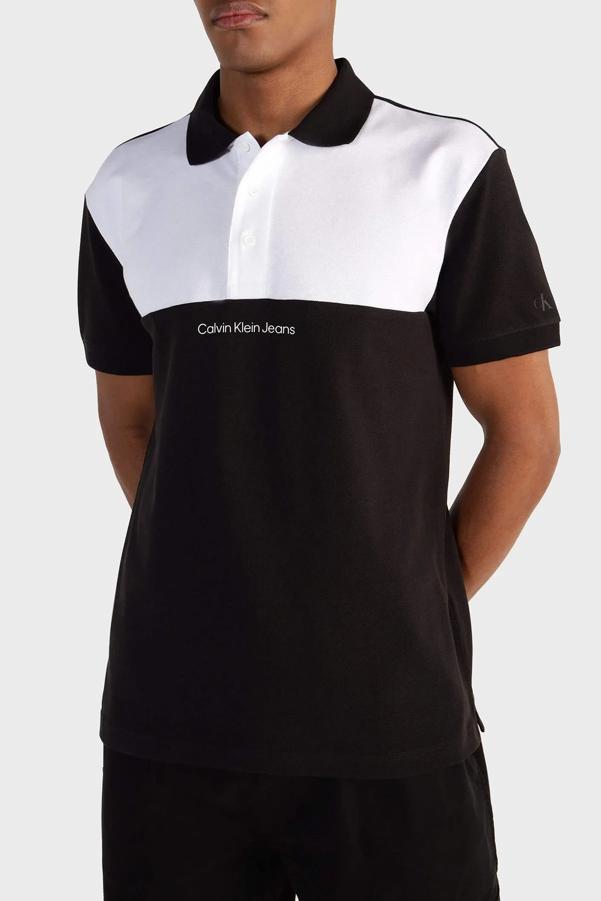 Calvin Klein Pamuklu Renk Bloklu Regular Fit J30J324609BEH Erkek Polo Yaka T Shirt J30J324609 BEH SİYAH - 1
