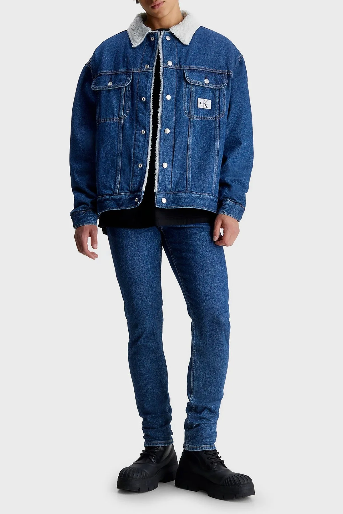 Calvin Klein Pamuklu Sherpa Regular Fit 90s J30J3239051A4 Erkek Kot Ceket J30J323905 1A4 LACİVERT - 3