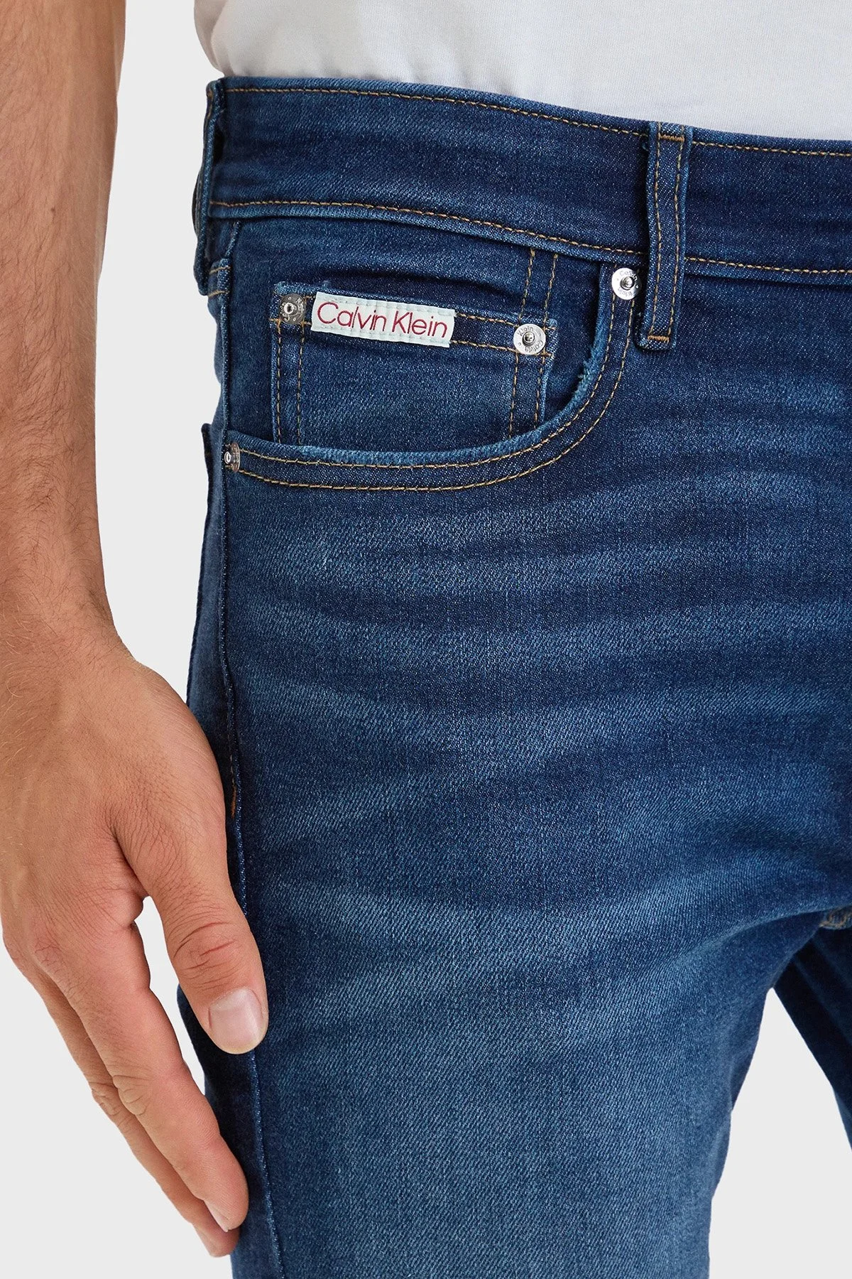 Calvin Klein Pamuklu Skinny Fit Dar Paça Jeans LV04RH754GEZS Erkek Kot Pantolon LV04RH754G EZS Lacivert - 4