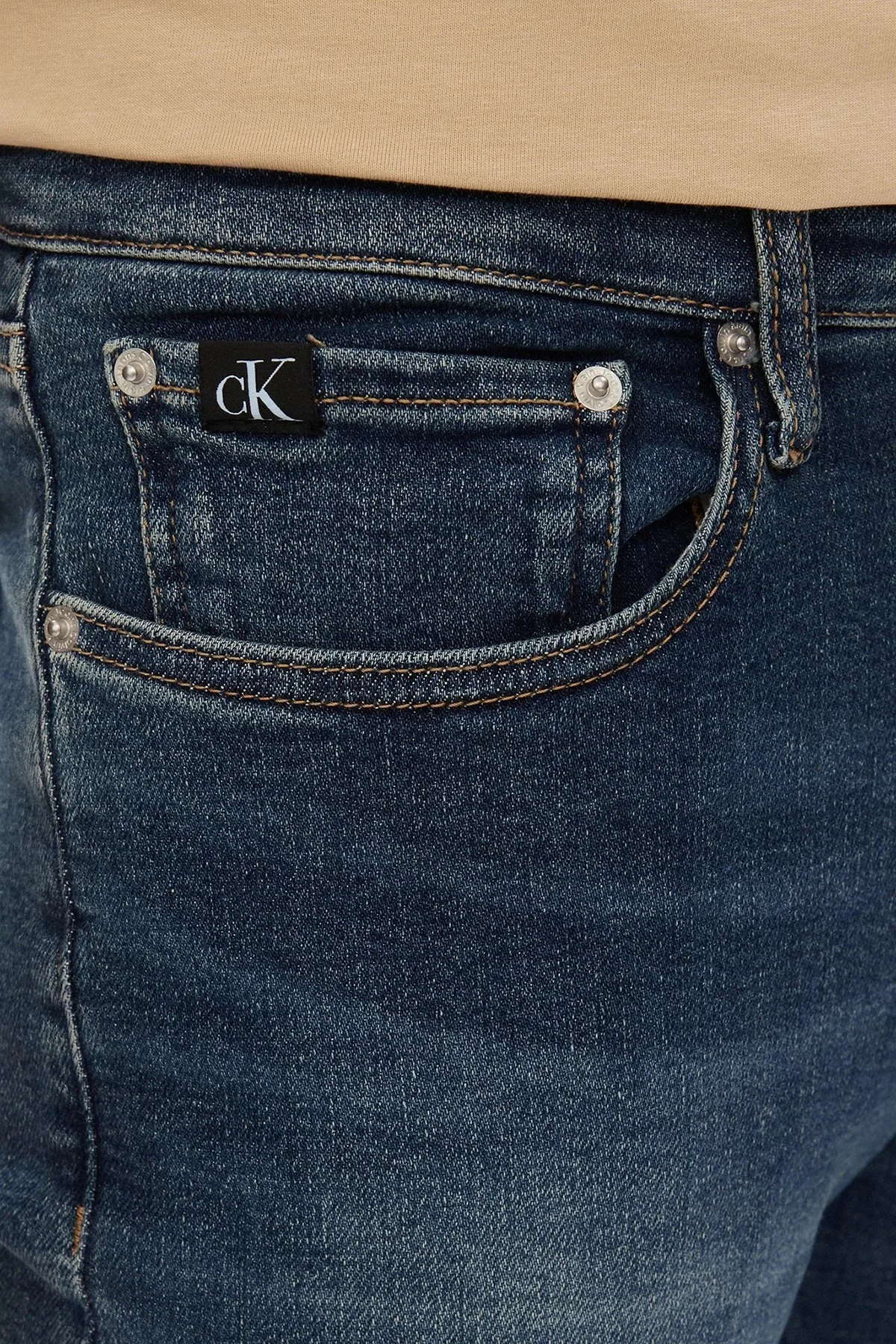 Calvin Klein Pamuklu Skinny Fit Jeans J30J3241981BJ Erkek Kot Pantolon J30J324198 1BJ KOYU MAVİ - 5